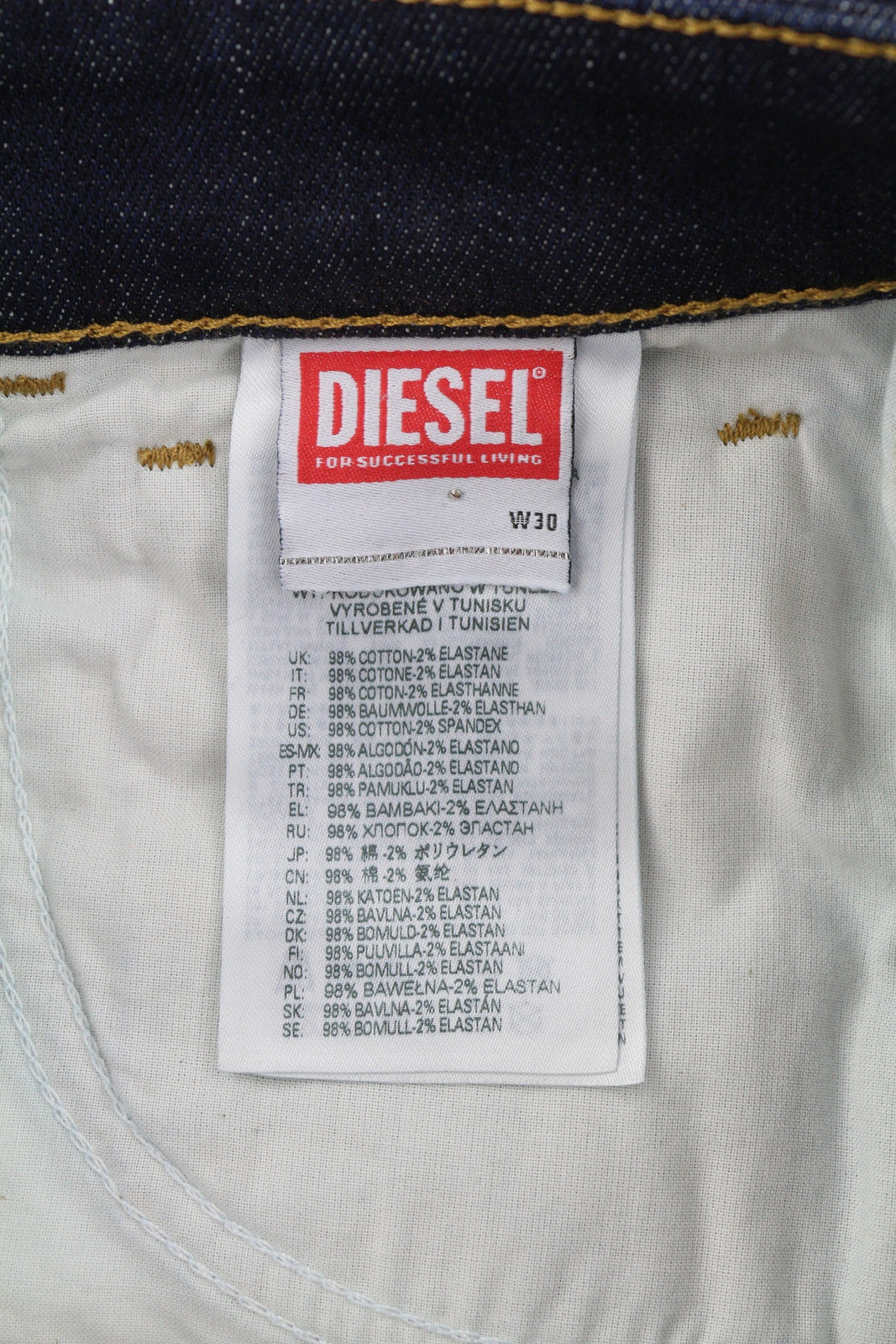 DIESEL 1994 Z9B89 vyriški džinsai W30/L30 Slim Fit tiesaus kirpimo aukštu juosmeniu, mėlyni 