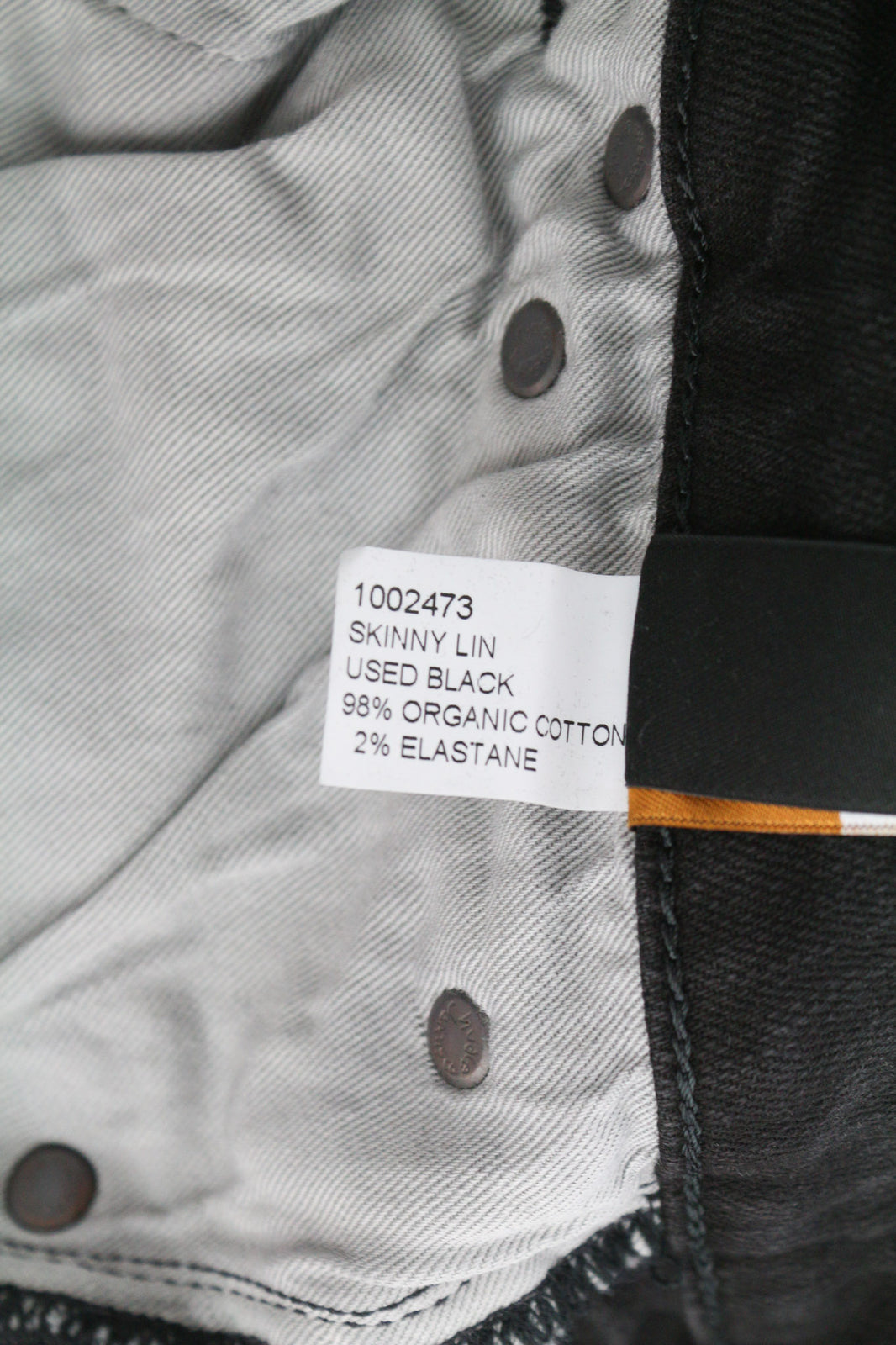 NUDIE Skinny Lin Used Black Men Jeans W28/L32 Whiskers Zip Fly Casual Cotton