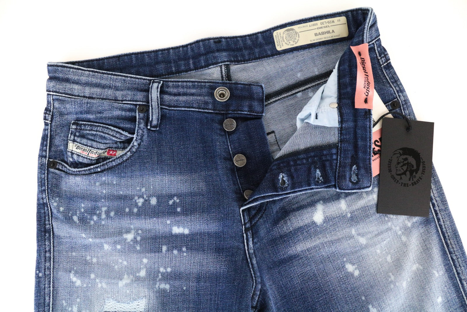 DIESEL Babhila 0091Y moteriški džinsai W29/L30 mėlyni, aptempti, tamprūs. 
