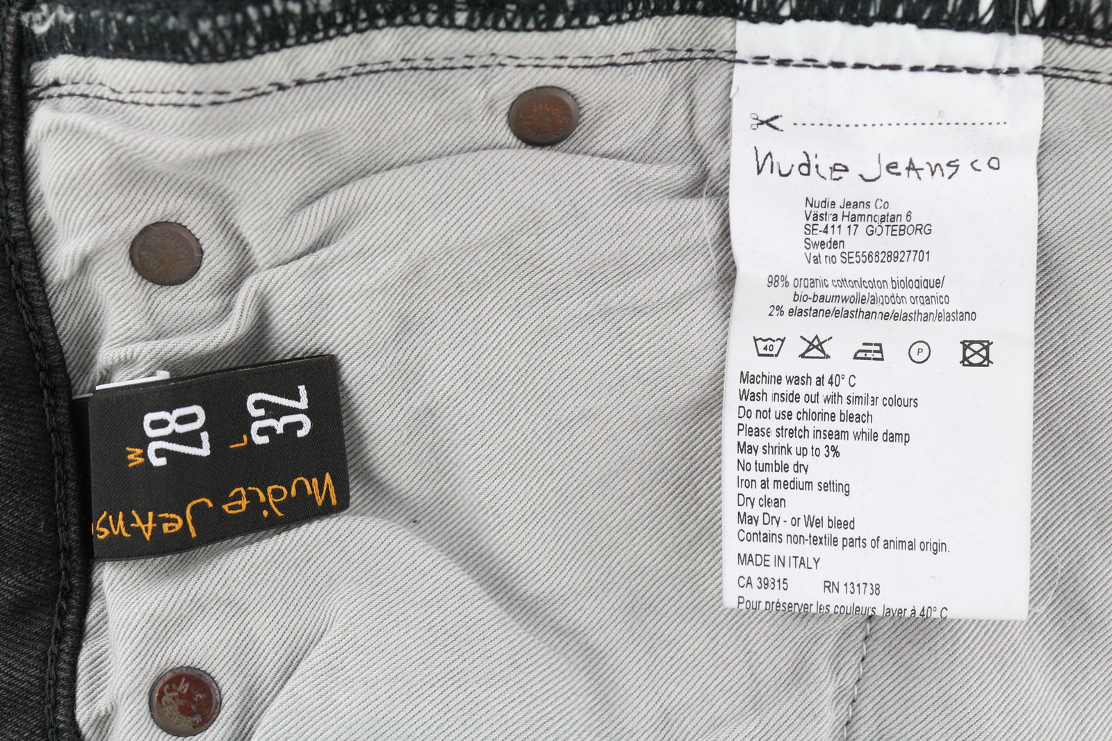 NUDIE Skinny Lin Used Black Men Jeans W29/L32 Faded Zip Fly Organic Cotton Denim