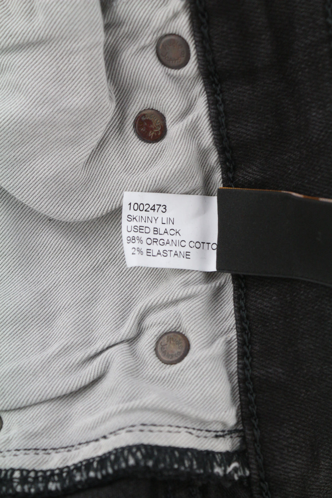 NUDIE Skinny Lin Used Black Men Jeans W29/L32 Faded Zip Fly Organic Cotton Denim