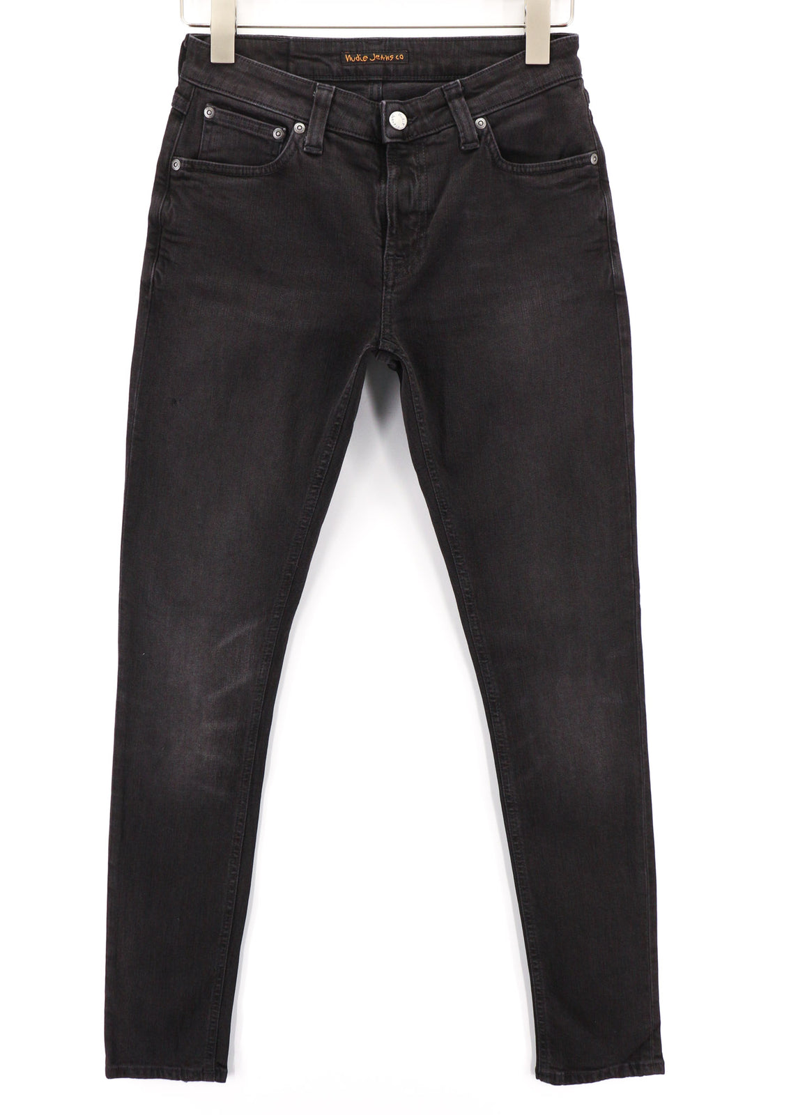 NUDIE Skinny Lin Used Black Men Jeans W29/L32 Organic Casual Stretch Zip Fly