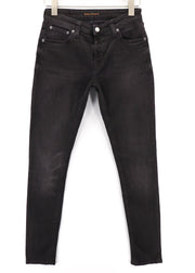 NUDIE Skinny Lin Used Black Men Jeans W29/L32 Organic Casual Stretch Zip Fly