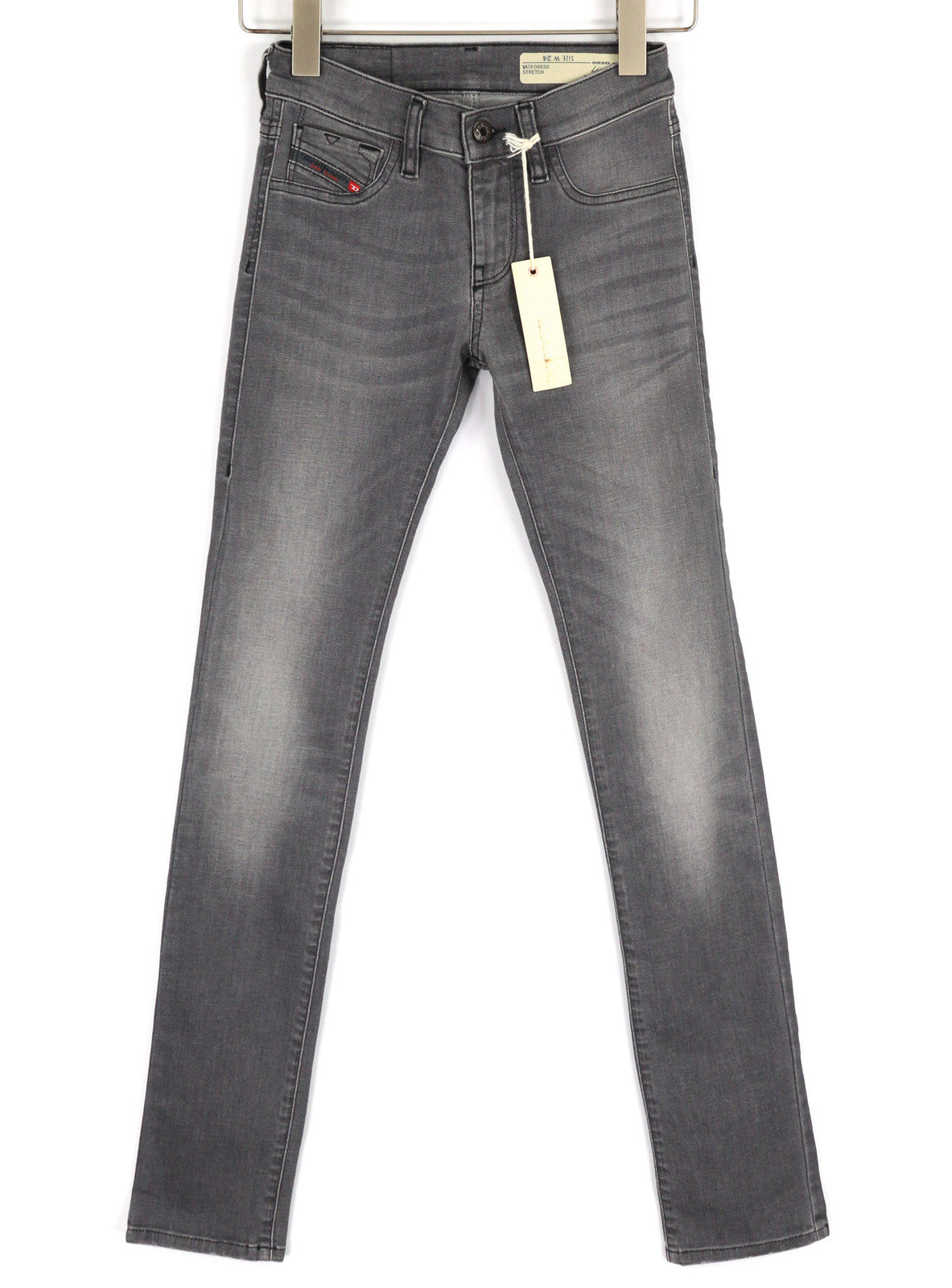 DIESEL Livier 0RE50 moteriški džinsai W24 Super Slim Jegging žemo juosmens tamprūs pilki 