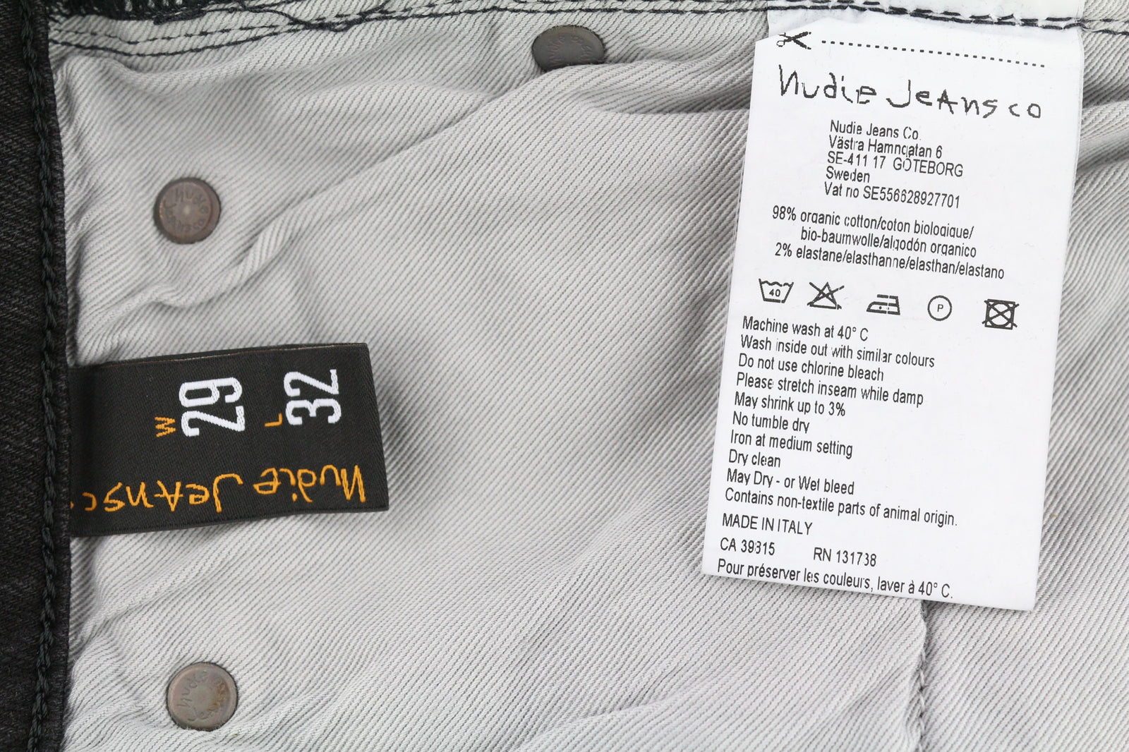 NUDIE Skinny Lin Used Black Men Jeans W29/L32 Zip Fly Organic Cotton Faded Denim