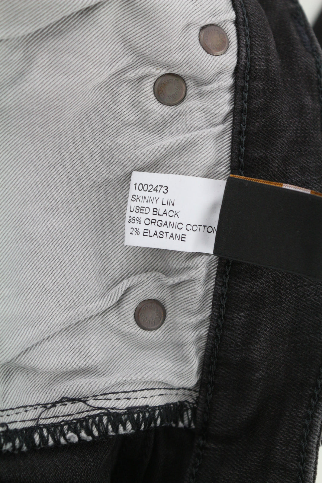 NUDIE Skinny Lin Used Black Men Jeans W29/L32 Zip Fly Organic Cotton Faded Denim