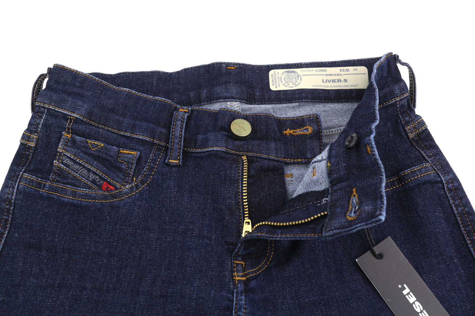 DIESEL Livier-S 069CV Women Jeans W24 Super Slim Jegging Low Waist Stretch Blue