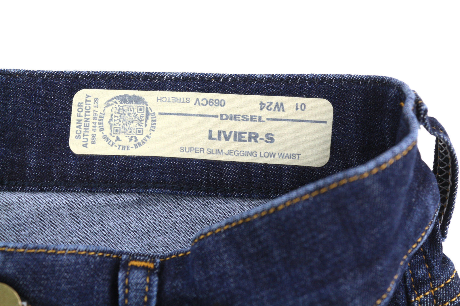 DIESEL Livier-S 069CV Women Jeans W24 Super Slim Jegging Low Waist Stretch Blue