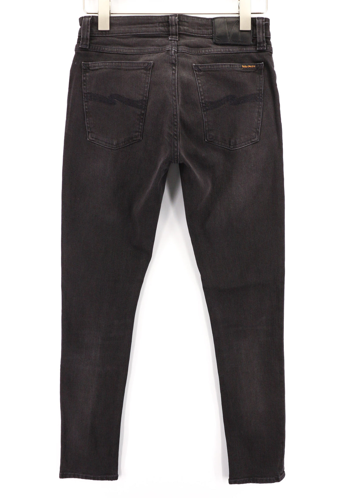 NUDIE Skinny Lin Used Black Men Jeans W29/L32 Faded Cotton Stretch Zip Casual