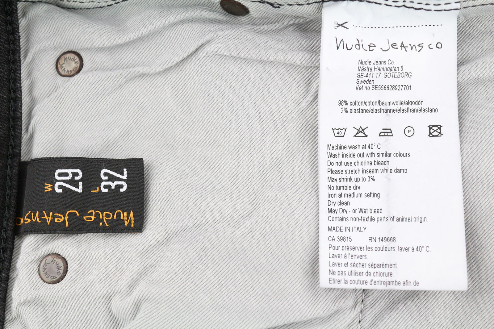 NUDIE Skinny Lin Used Black Men Jeans W29/L32 Faded Cotton Stretch Zip Casual