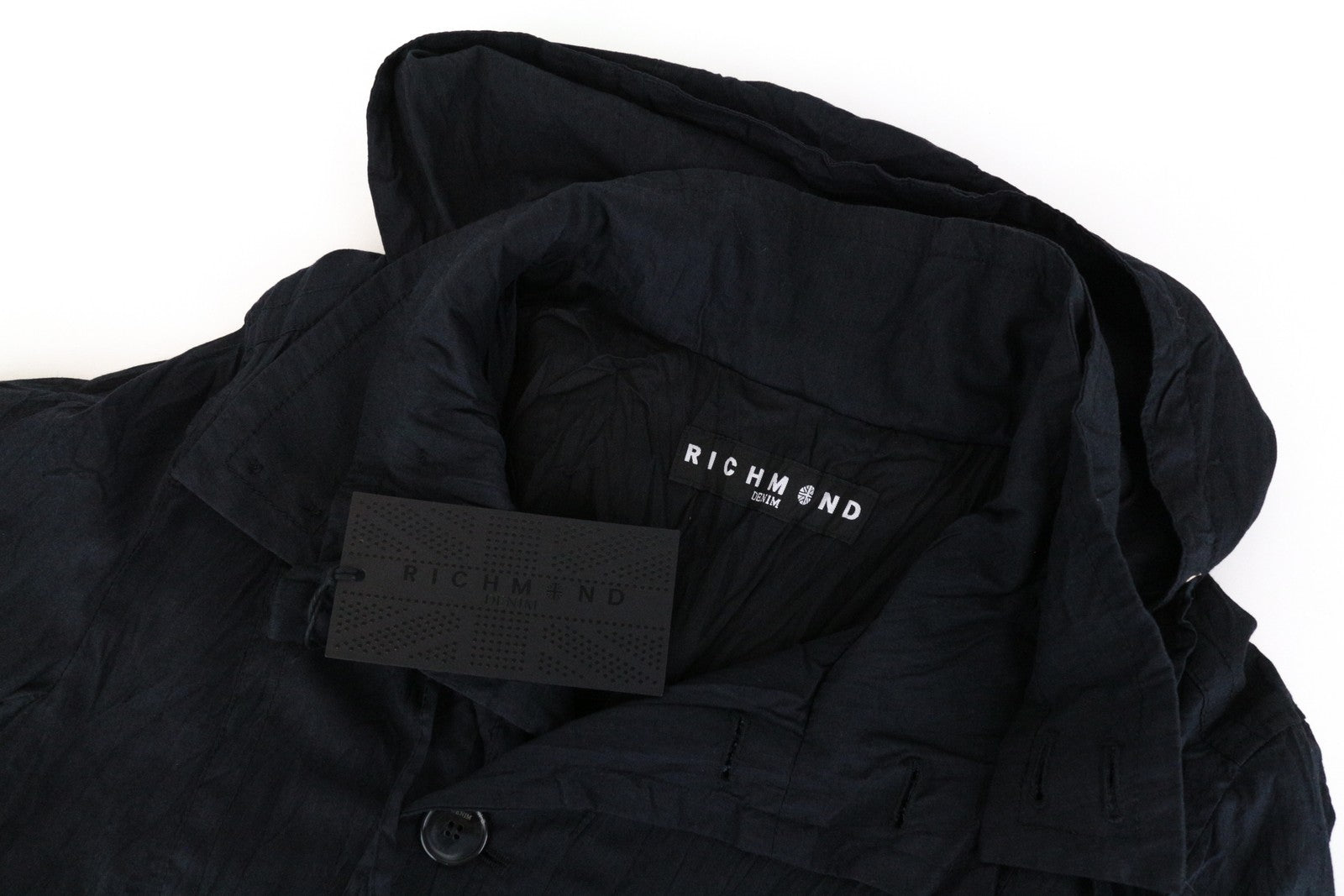 RICHMOND vyriška striukė 48 tamsiai mėlyno mišinio dvigubas gobtuvas lengvas 