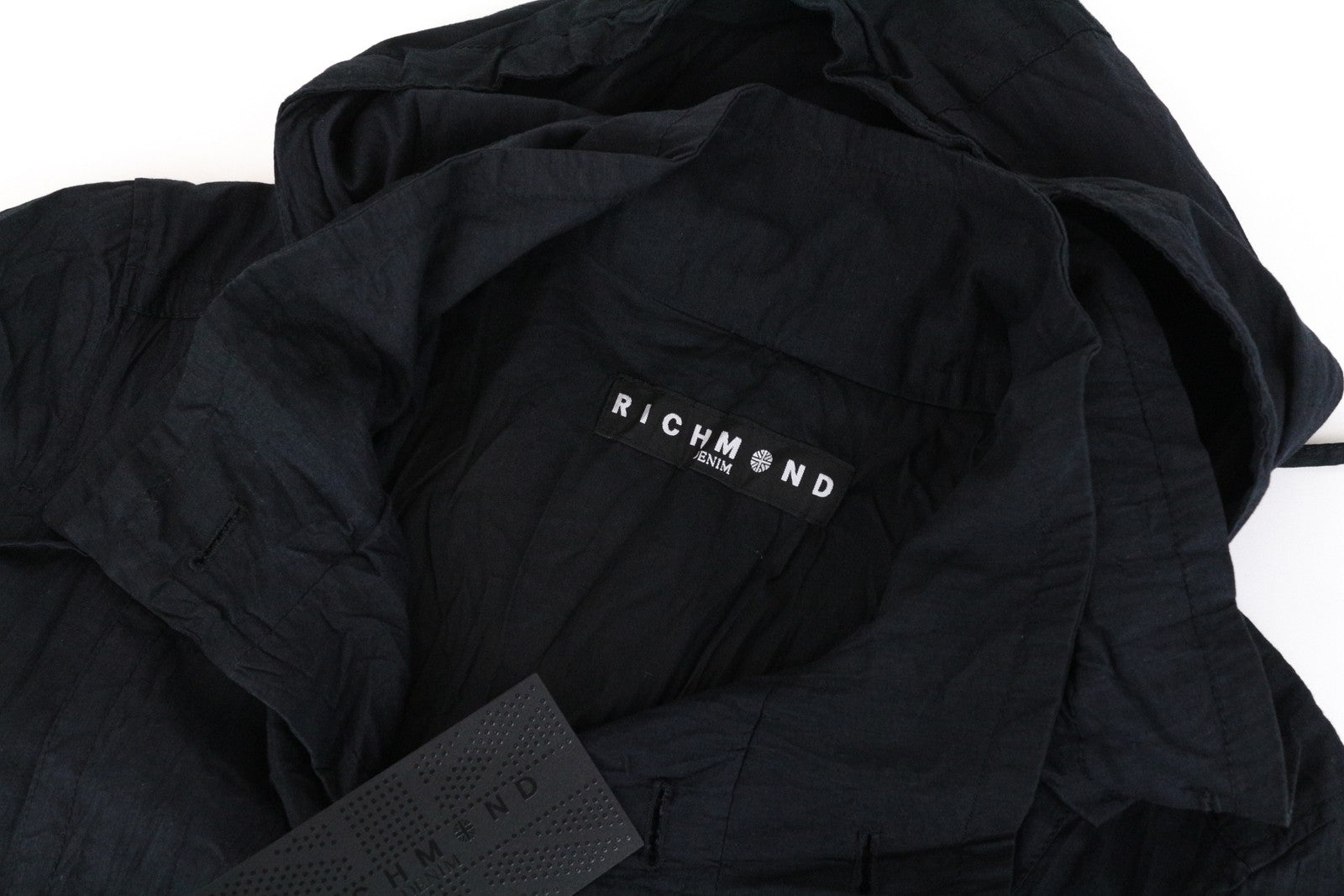 RICHMOND vyriška striukė 48 tamsiai mėlyno mišinio dvigubas gobtuvas lengvas 