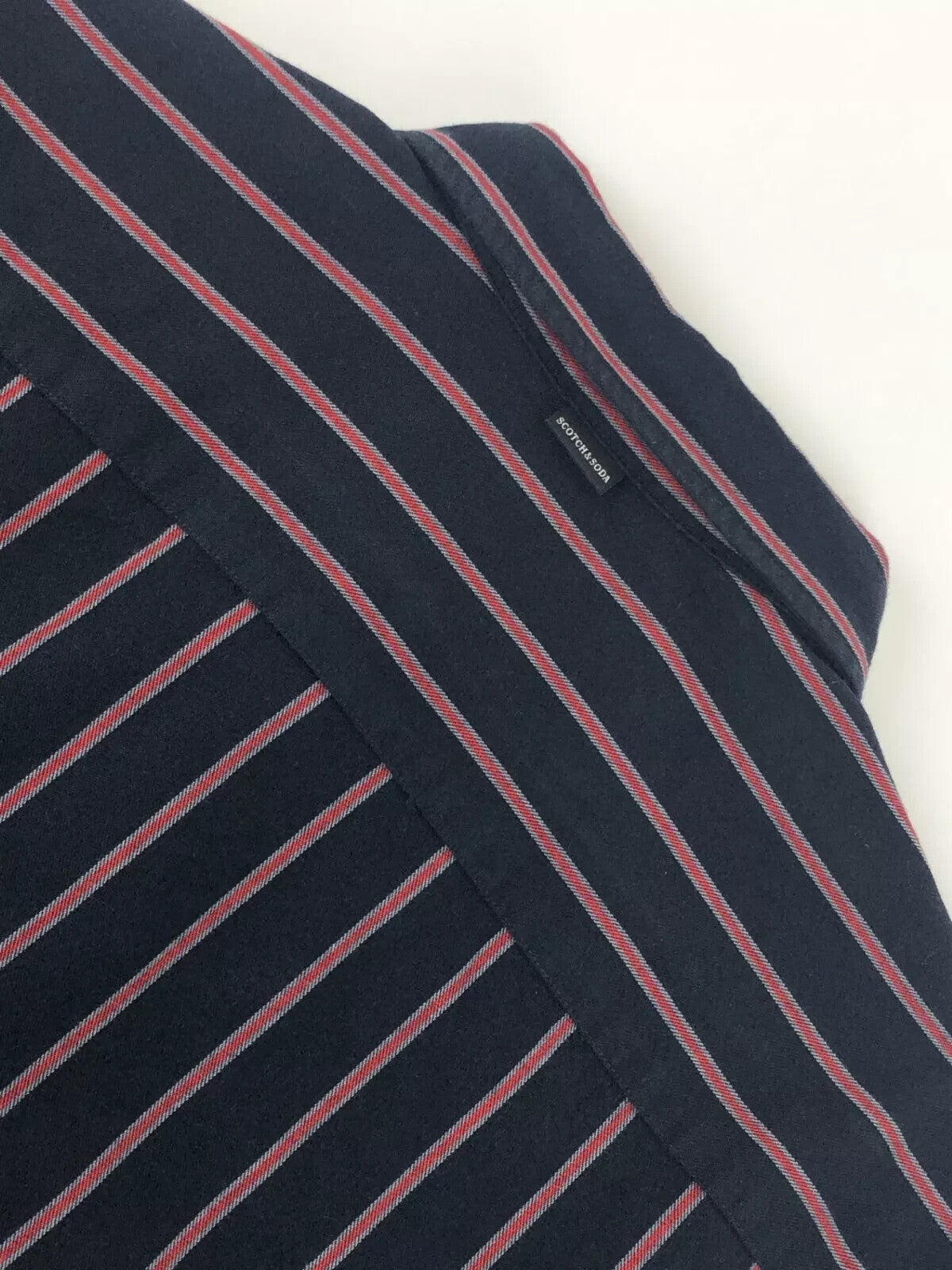 SCOTCH & SODA  Couture Mens Shirt ~XL Navy Pink Cotton Wool Striped Stretch