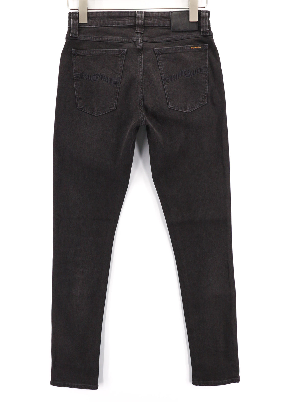 NUDIE Skinny Lin Used Black Men Jeans W29/L32 Zip Organic Cotton Stretch Dark