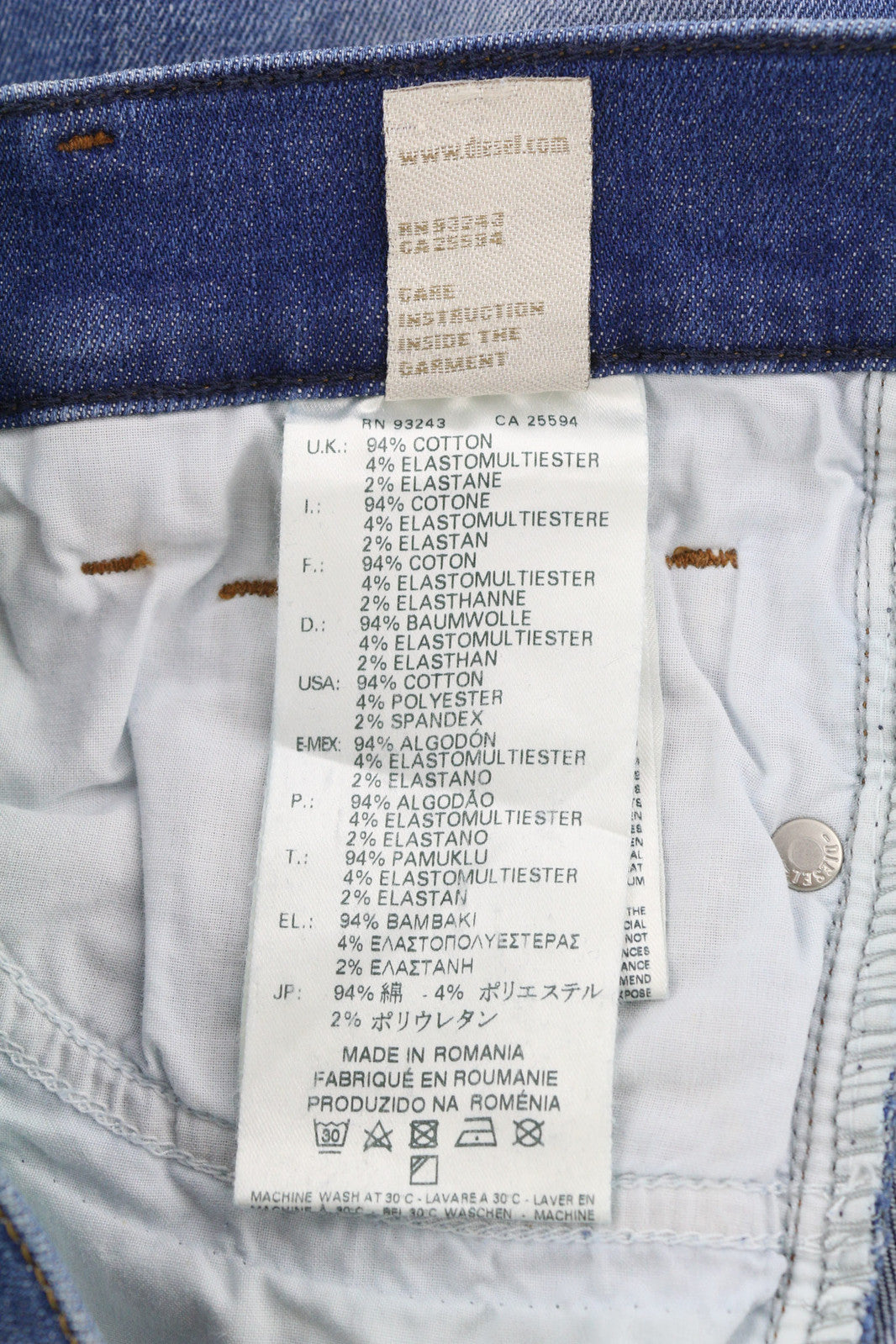 DIESEL žemakulniai 0830E moteriški džinsai W26/L32 Slim cut, žemo juosmens, tamprūs, mėlyni 