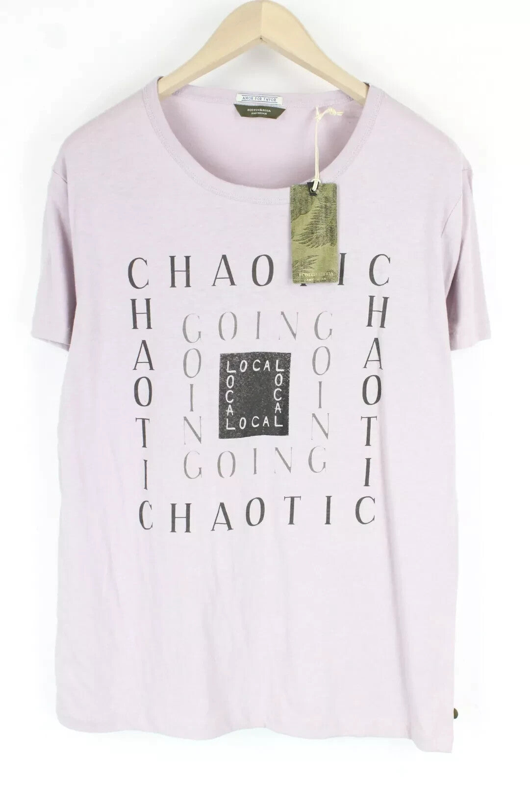 SCOTCH &amp; SODA Couture vyriški marškinėliai ~L šviesiai violetiniai trumpomis rankovėmis 