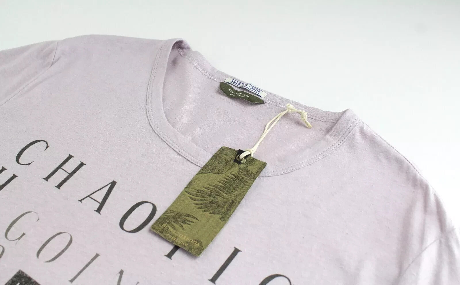 SCOTCH &amp; SODA Couture vyriški marškinėliai ~L šviesiai violetiniai trumpomis rankovėmis 