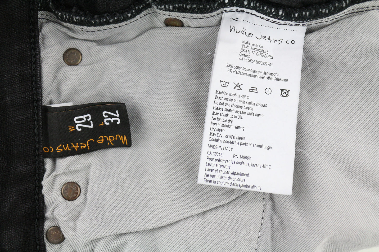 NUDIE Skinny Lin Used Black Men Jeans W29/L32 Organic Cotton Zip Faded Casual