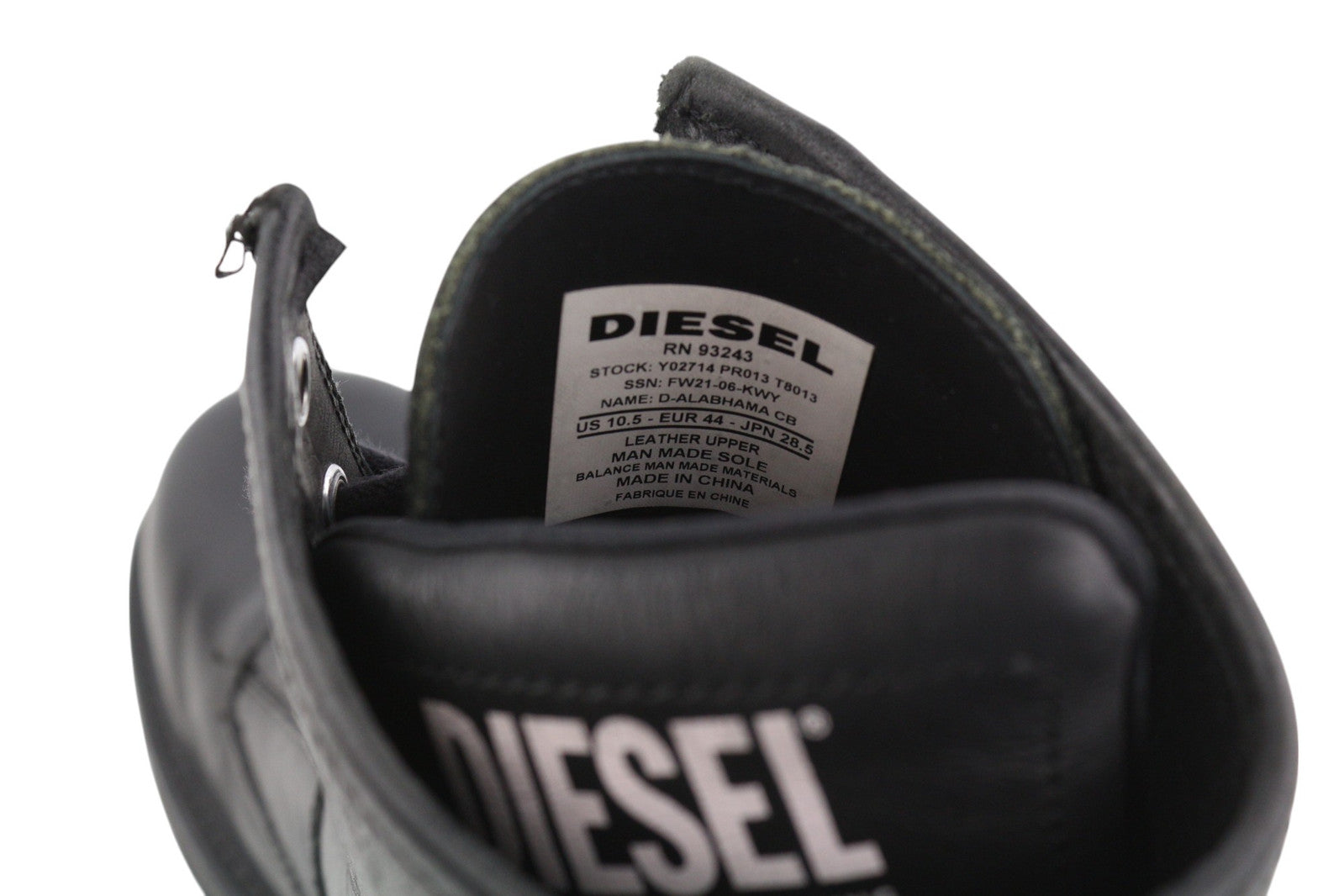 DIESEL D-Alabhama CB vyriški aulinukai, juodi, odiniai, EU44, vidutinio ūgio, RRP 295 €, migdolų nosis. 