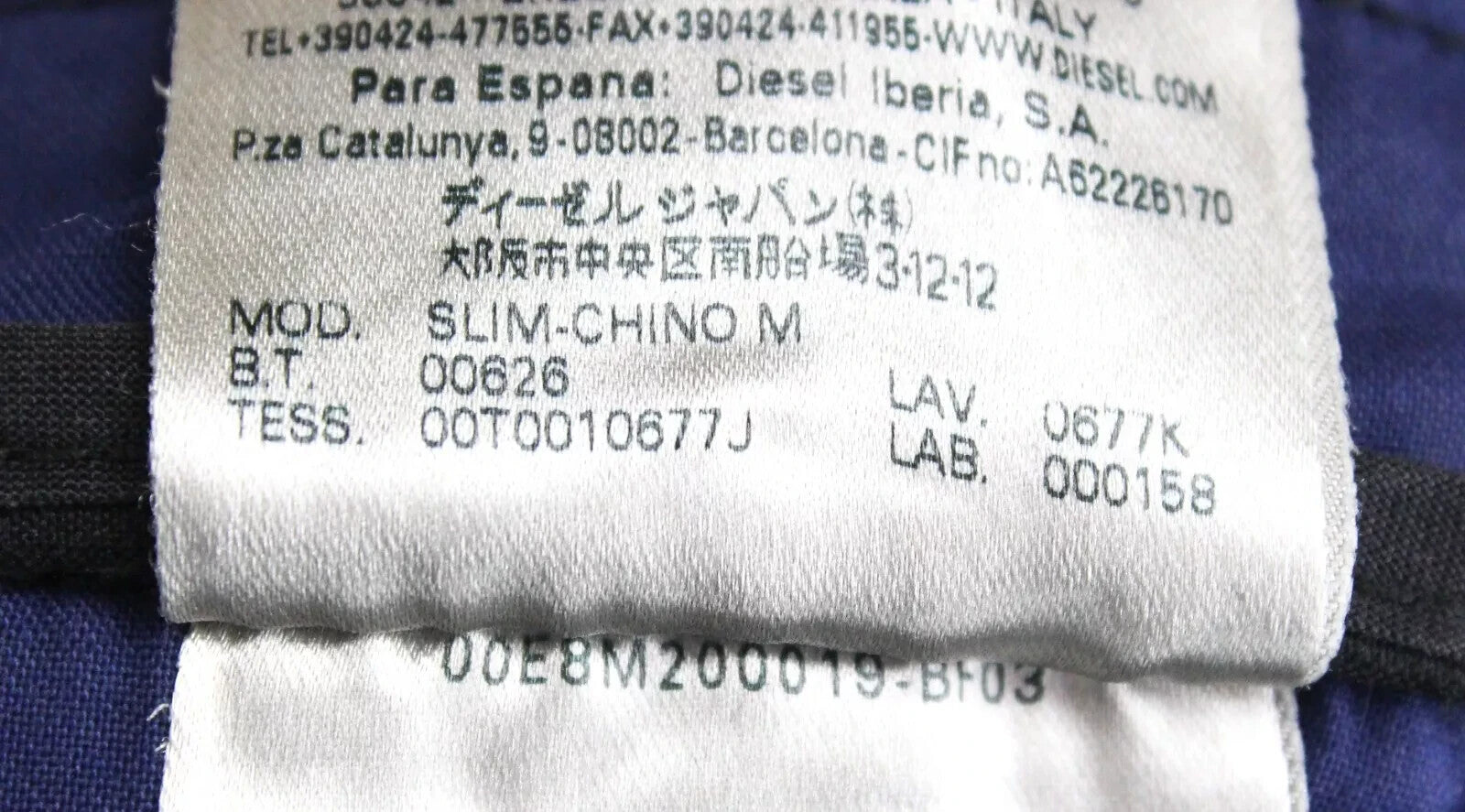 DIESEL Slim-Chino M 0677K Mens Jeans W27 Washed Distressed Cotton Stretch