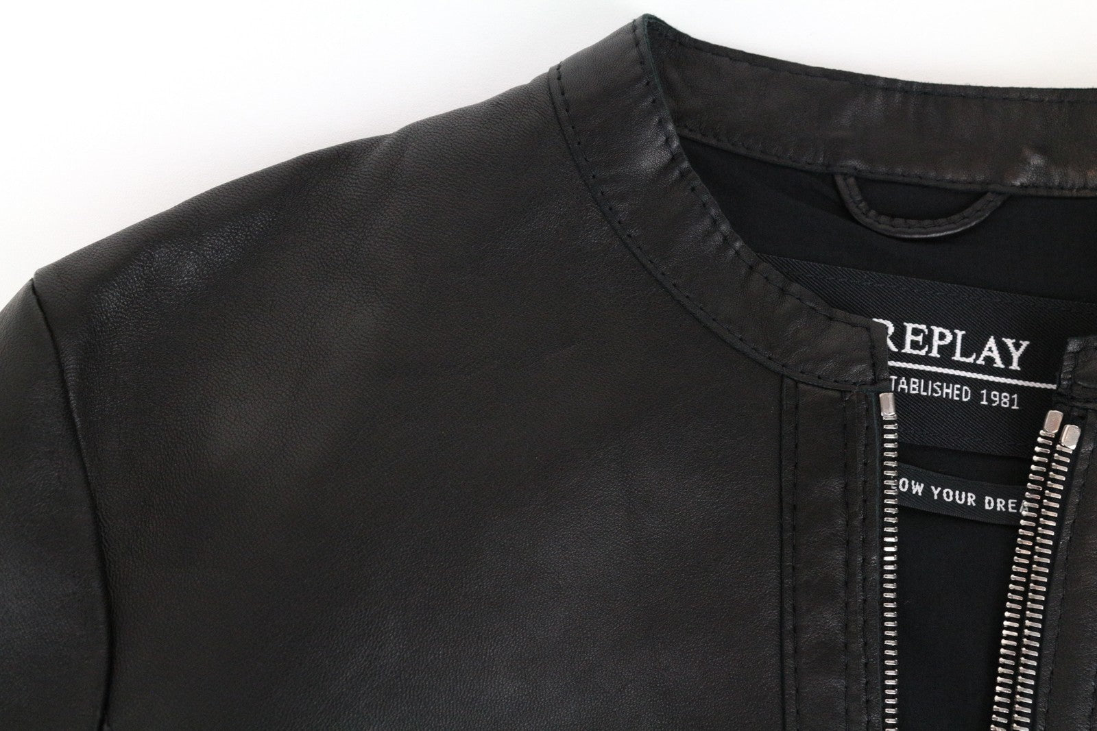 REPLAY Men's Jacket S Black Leather Single Zipped RRP€399