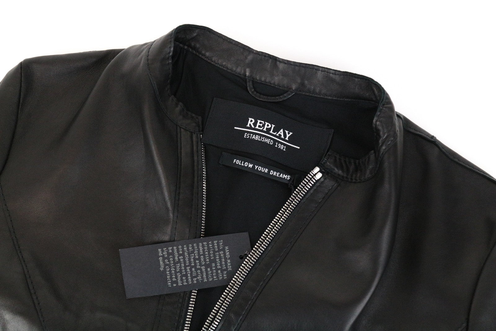 REPLAY Men's Jacket S Black Leather Single Zipped RRP€399