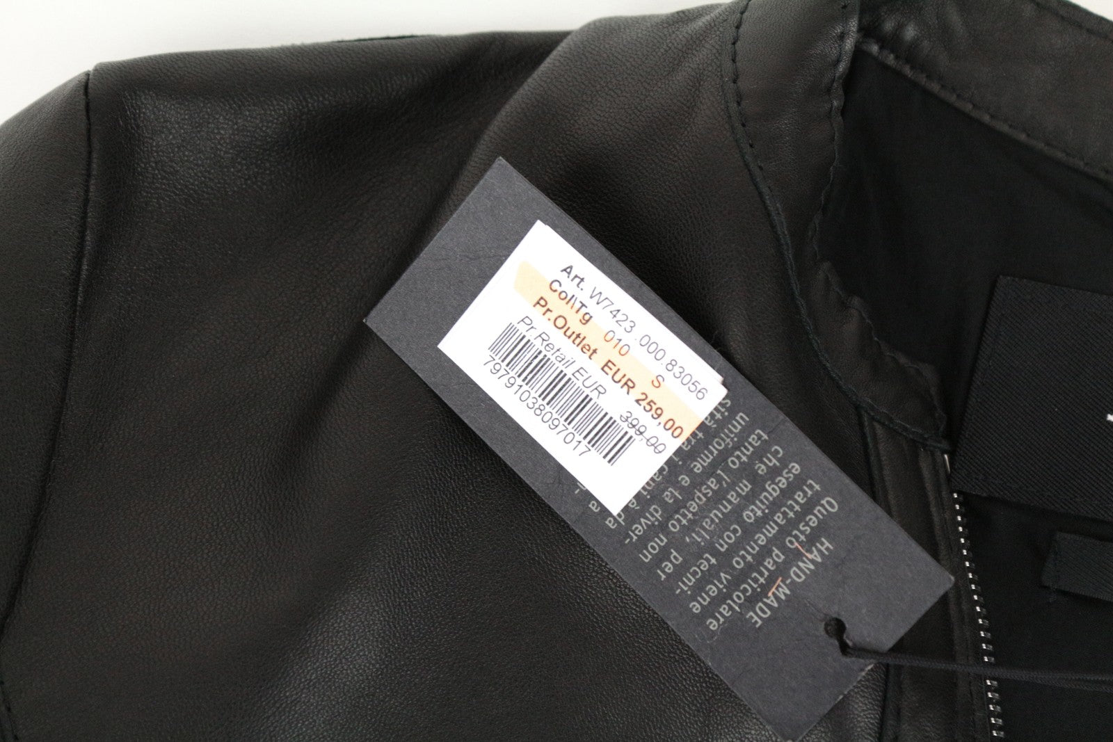 REPLAY Men's Jacket S Black Leather Single Zipped RRP€399