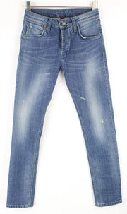 TAKESHY KUROSAWA Power Mens Jeans W28 Slim Washed Cotton Stretch Blue