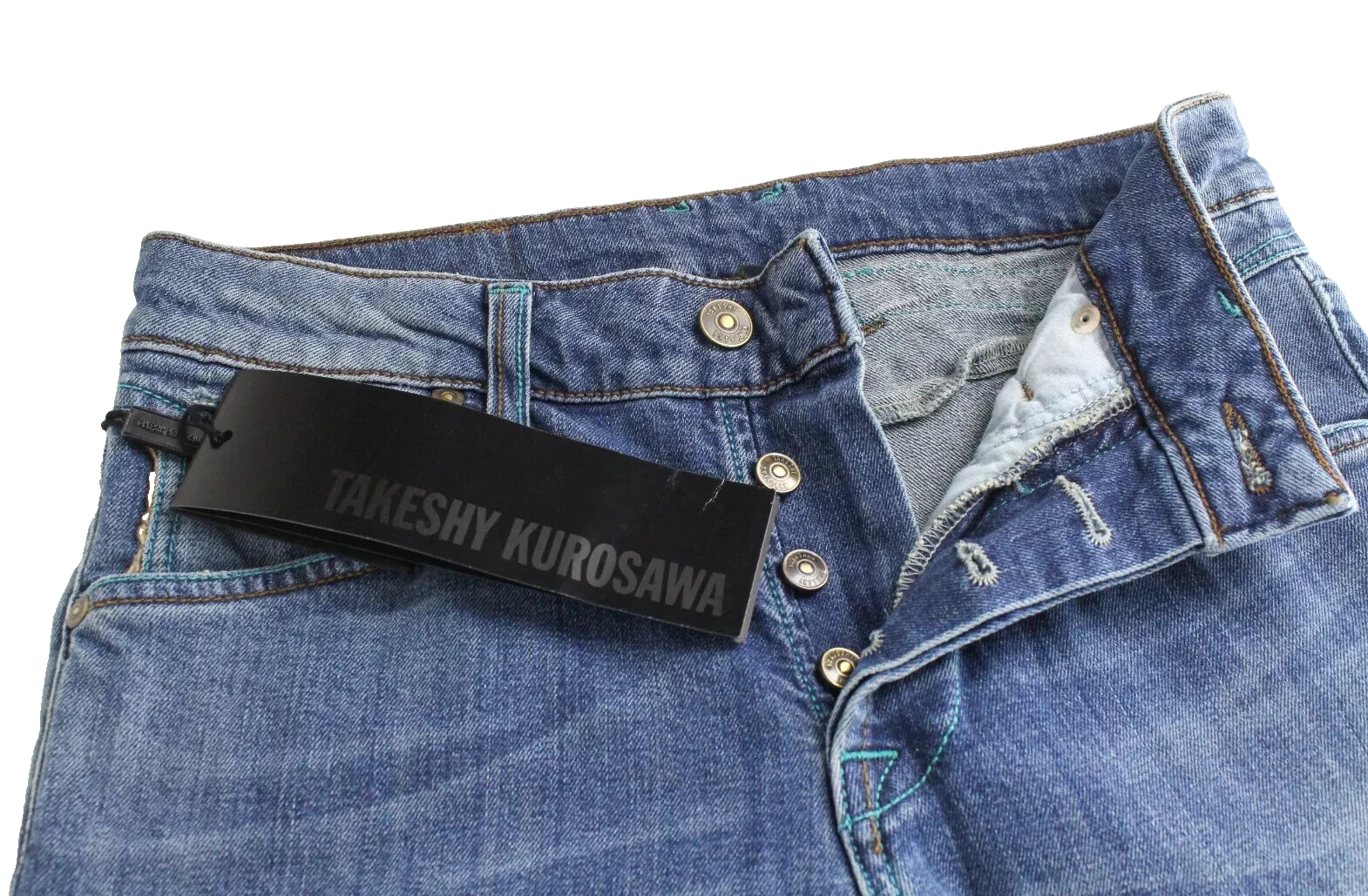 TAKESHY KUROSAWA Power Mens Jeans W28 Slim Washed Cotton Stretch Blue