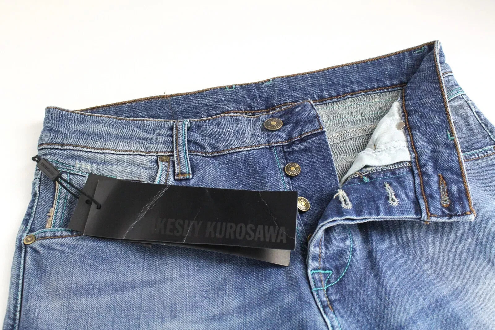 TAKESHY KUROSAWA Power Mens Jeans W30 Slim  Washed Stretch Cotton Blue