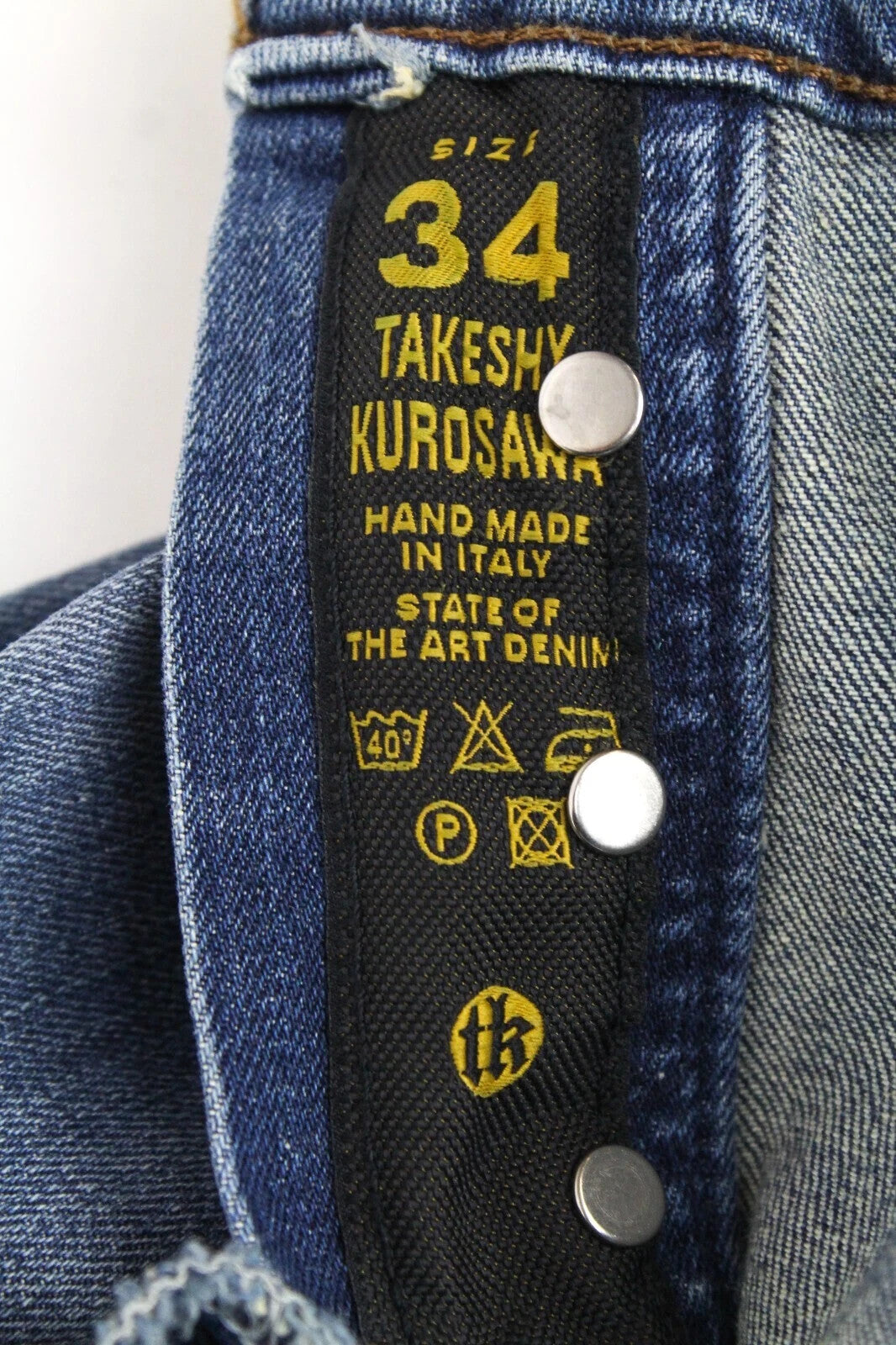 TAKESHY KUROSAWA Power Mens Jeans W30 Slim  Washed Stretch Cotton Blue