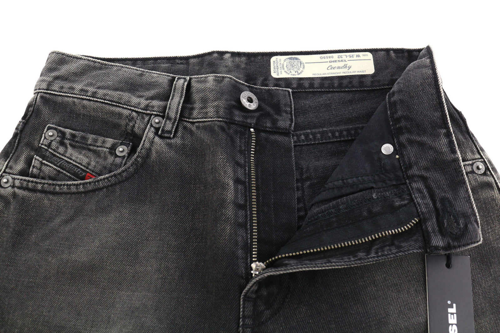 DIESEL Ceendhy 0859G moteriški džinsai W25/L32 Regular Straight Regular Waist RRP 200 € 