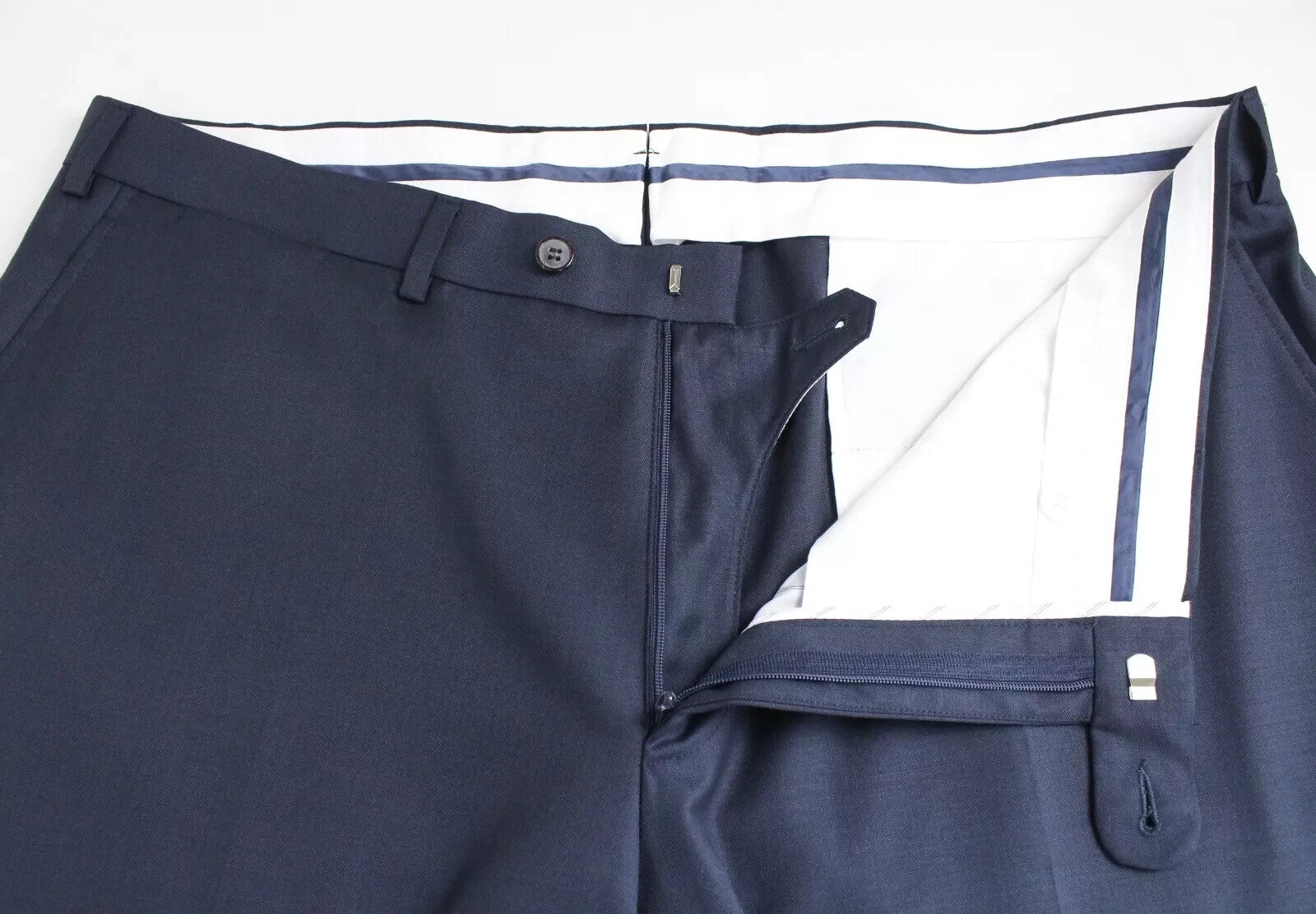 SUITSUPPLY  Mens Trousers UK42S Navy Pleated Classic Lined Wool