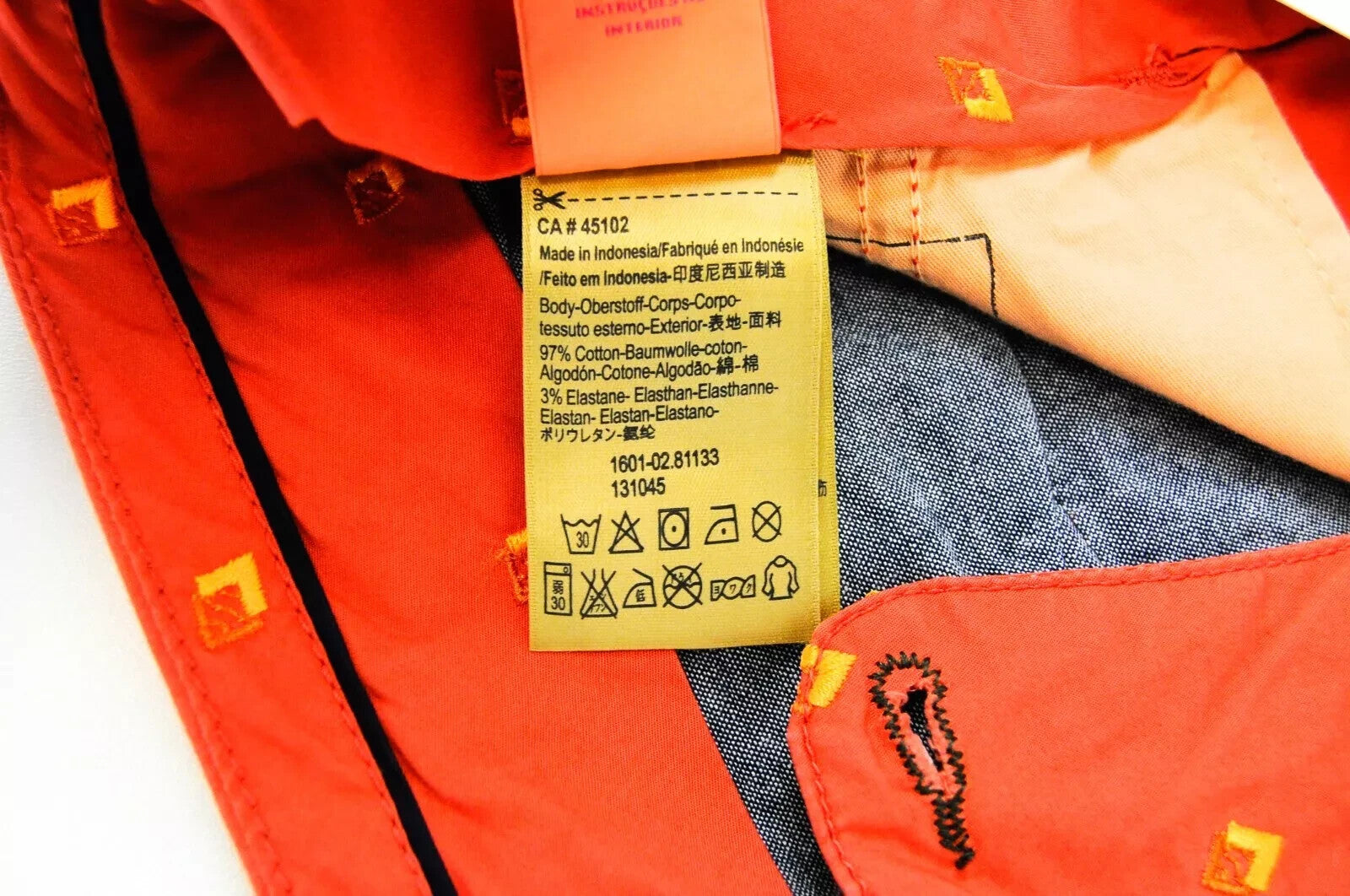 „SCOTCH &amp; SODA“ oranžiniai medvilniniai raštuoti šortai su raštu, W30, tamprūs „Ams Couture“ vyriški drabužiai 