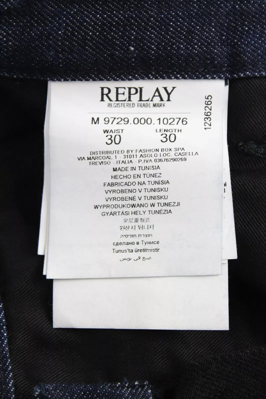 REPLAY Atelier vyriški džinsai W30/L30 Slim juodi mėlyni medvilniniai su kišenėmis 