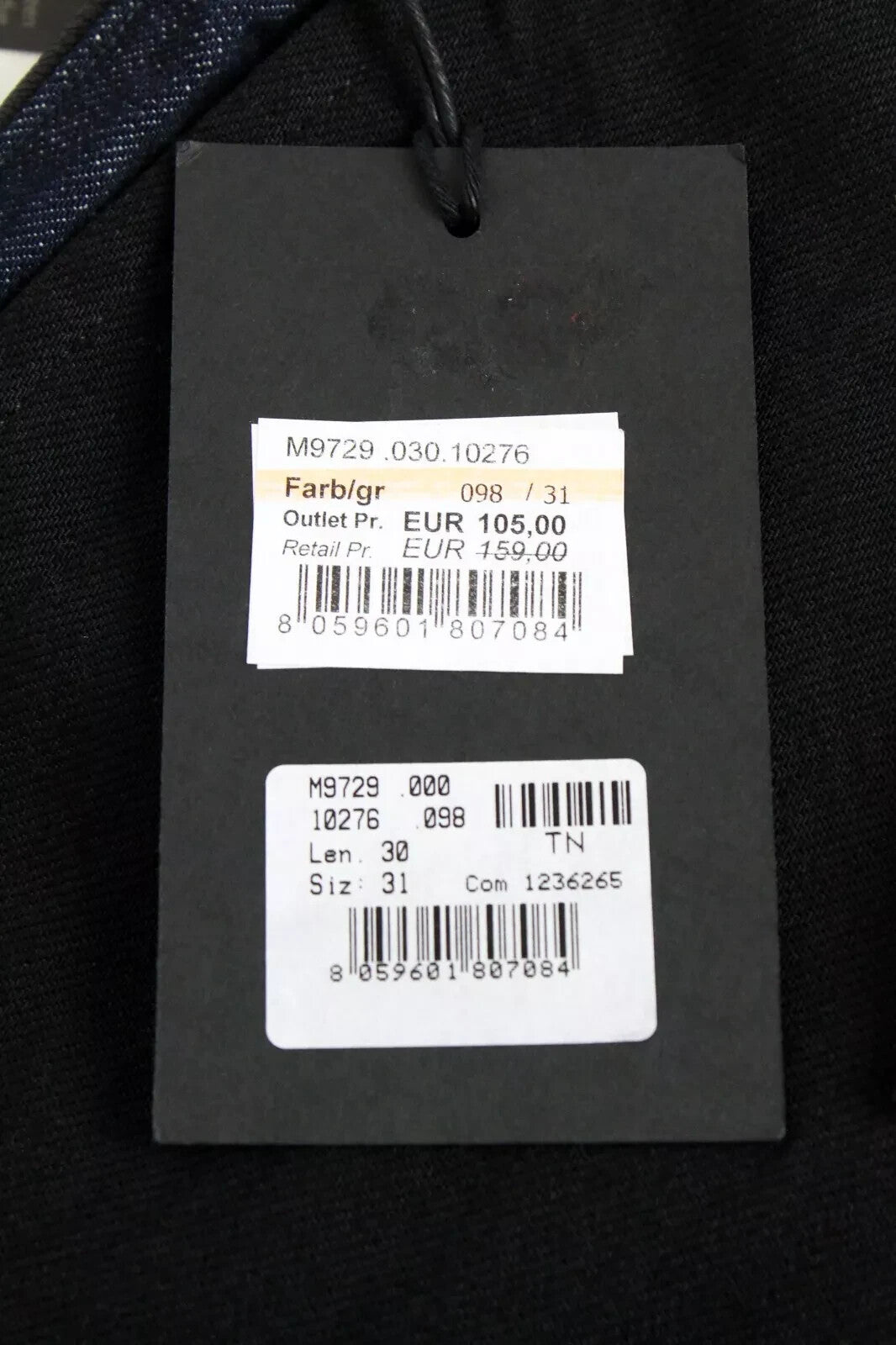 REPLAY Atelier Mens Jeans W31/L30 Slim Black Blue Cotton Slit Pocket