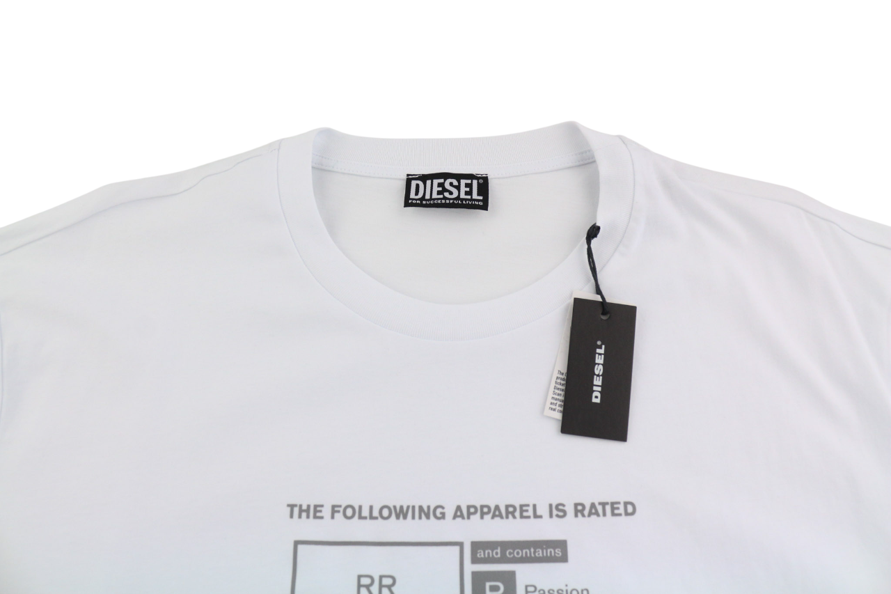 DIESEL T-Just-A35 Mens T-Shirt 2XL Short Sleeve Crew Collar  Tricot White