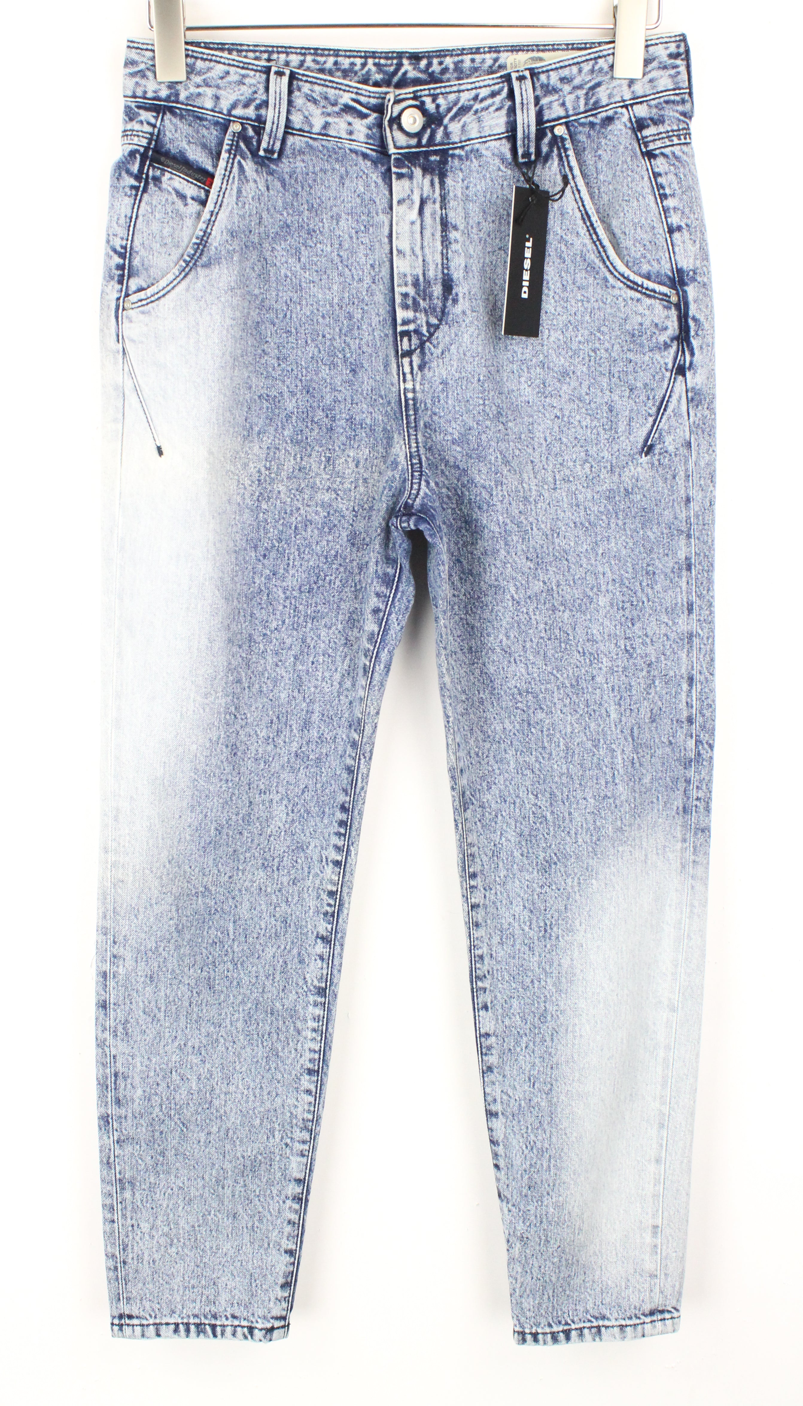 DIESEL Fayza-Evo 084MH moteriški džinsai W26/L32 Relaxed Boyfriend mėlyni skalbinių mėlynumo 