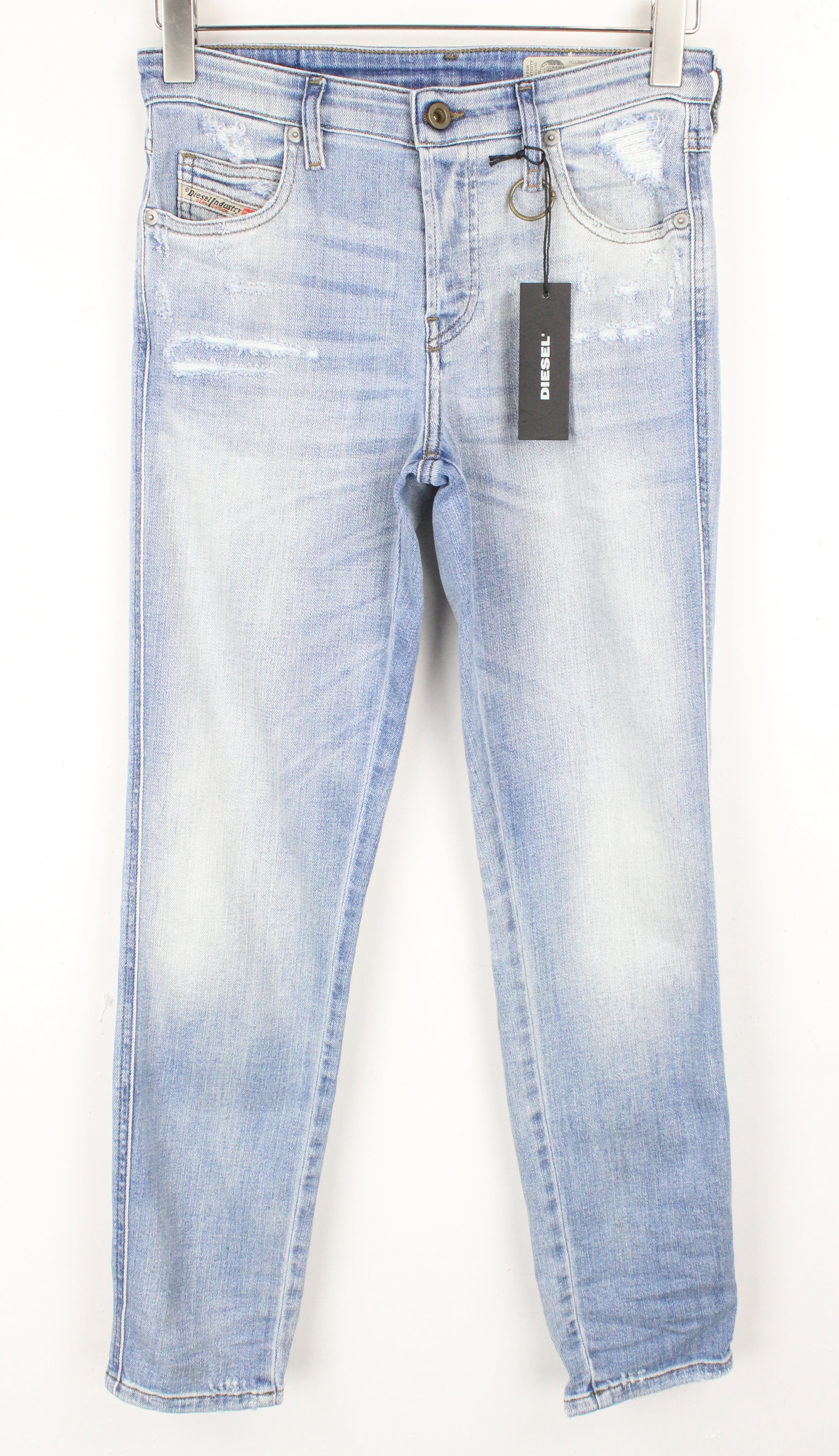 DIESEL Babhila 081AJ moteriški džinsai W26/L32 Slim Skinny mėlyni skalbto tampraus audinio 