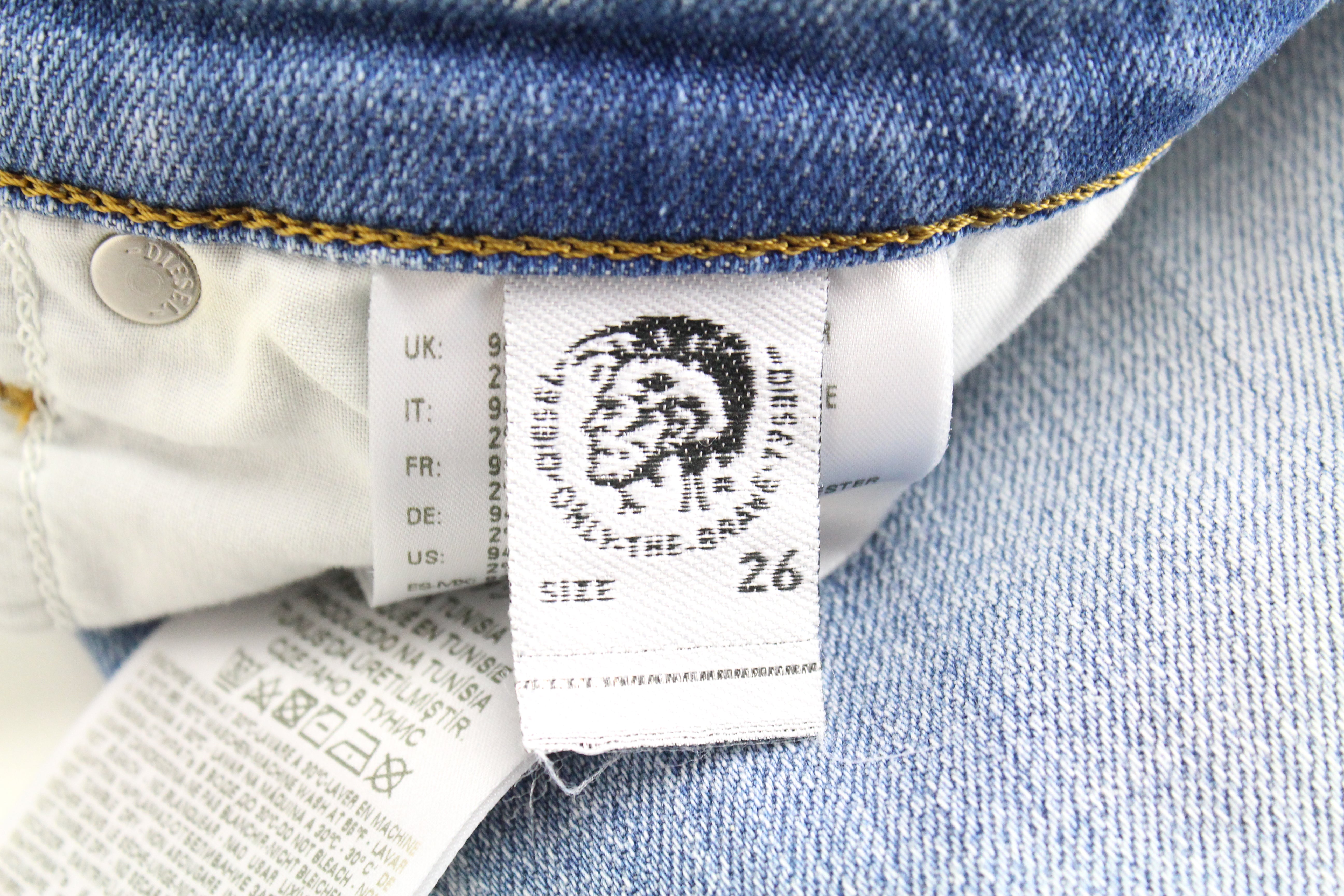 DIESEL Babhila 081AJ moteriški džinsai W26/L32 Slim Skinny mėlyni skalbto tampraus audinio 