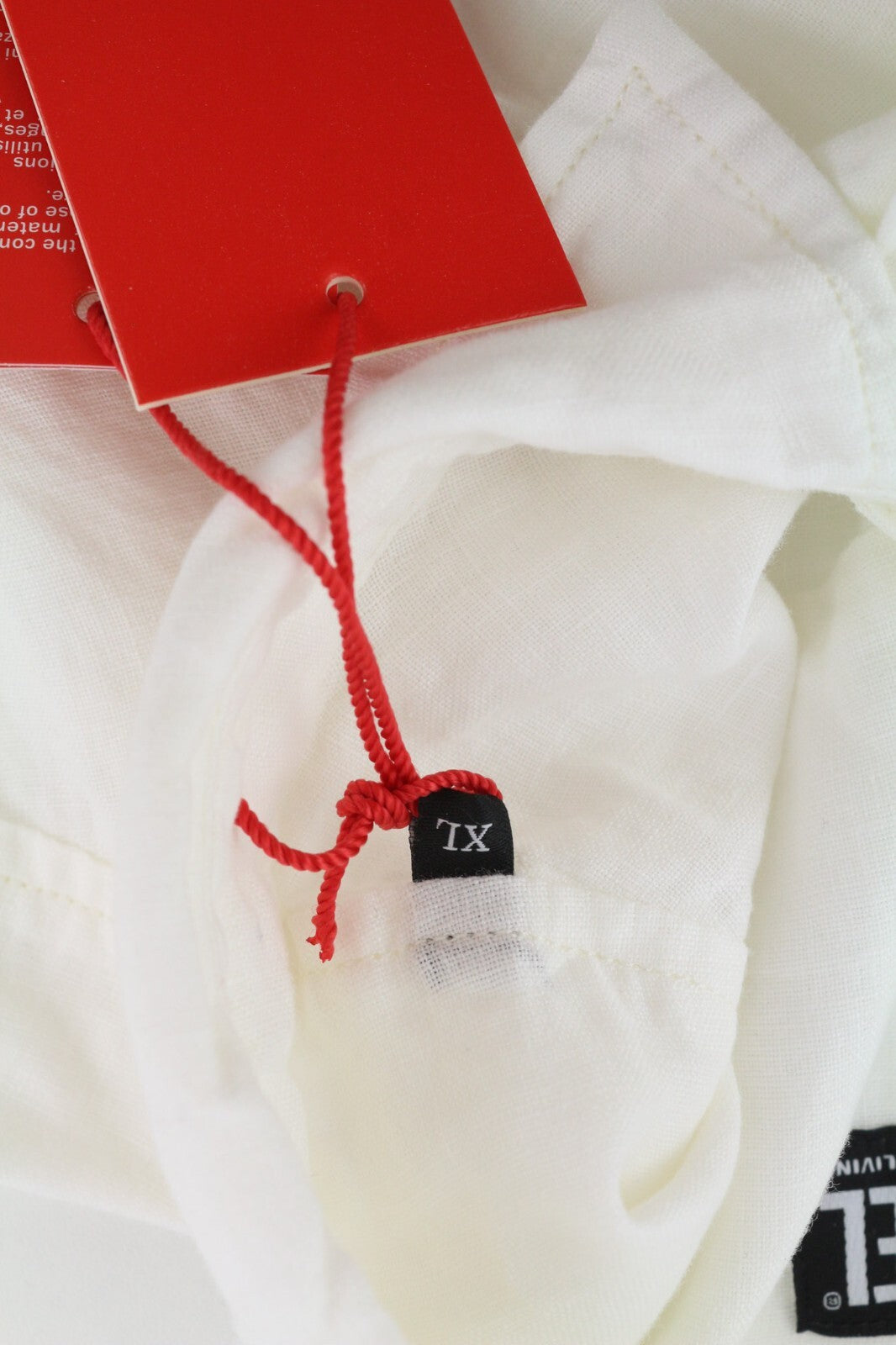 DIESEL S-Umbe-Sslab vyriški marškinėliai, XL dydžio, balti lininiai, trumpomis rankovėmis, platėjančios iškirptės, RRP 150 € 