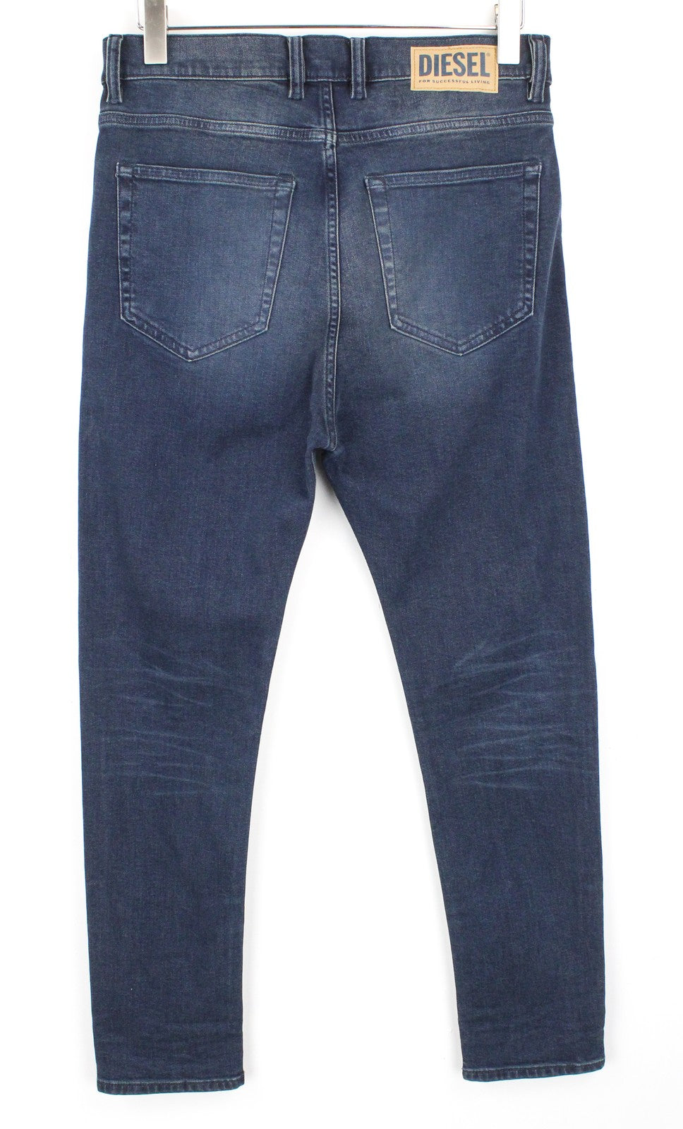 DIESEL D-Vider 084AU vyriški džinsai W28/L30 morkų kirpimo tamprūs, mėlyni, skalbti 