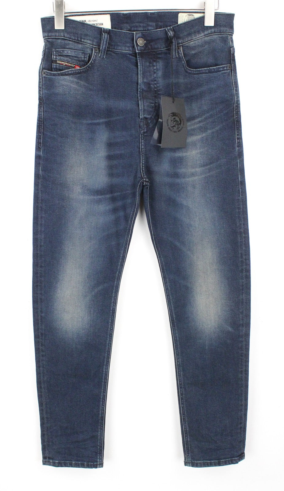 DIESEL D-Vider 084AU vyriški džinsai W28/L30 morkų kirpimo tamprūs mėlyni džinsai 