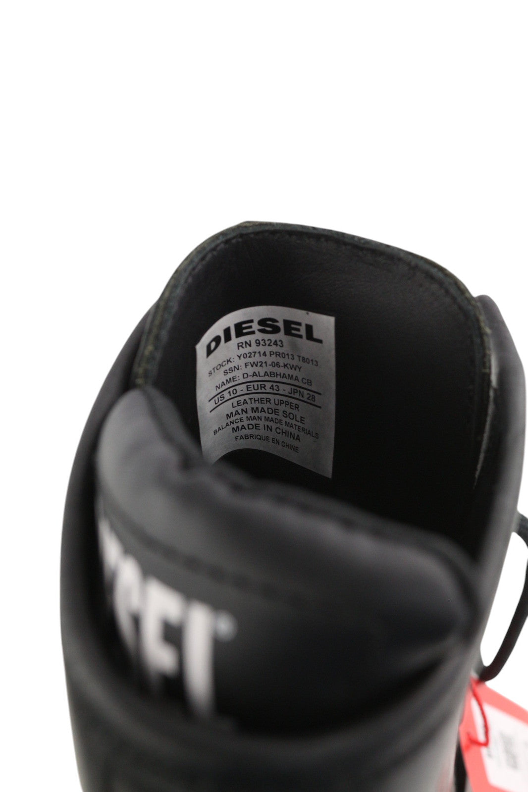 DIESEL D-Alabhama CB vyriški batai, juodi, odiniai, vidutinio ūgio, EU43, RRP295, migdolų nosis.