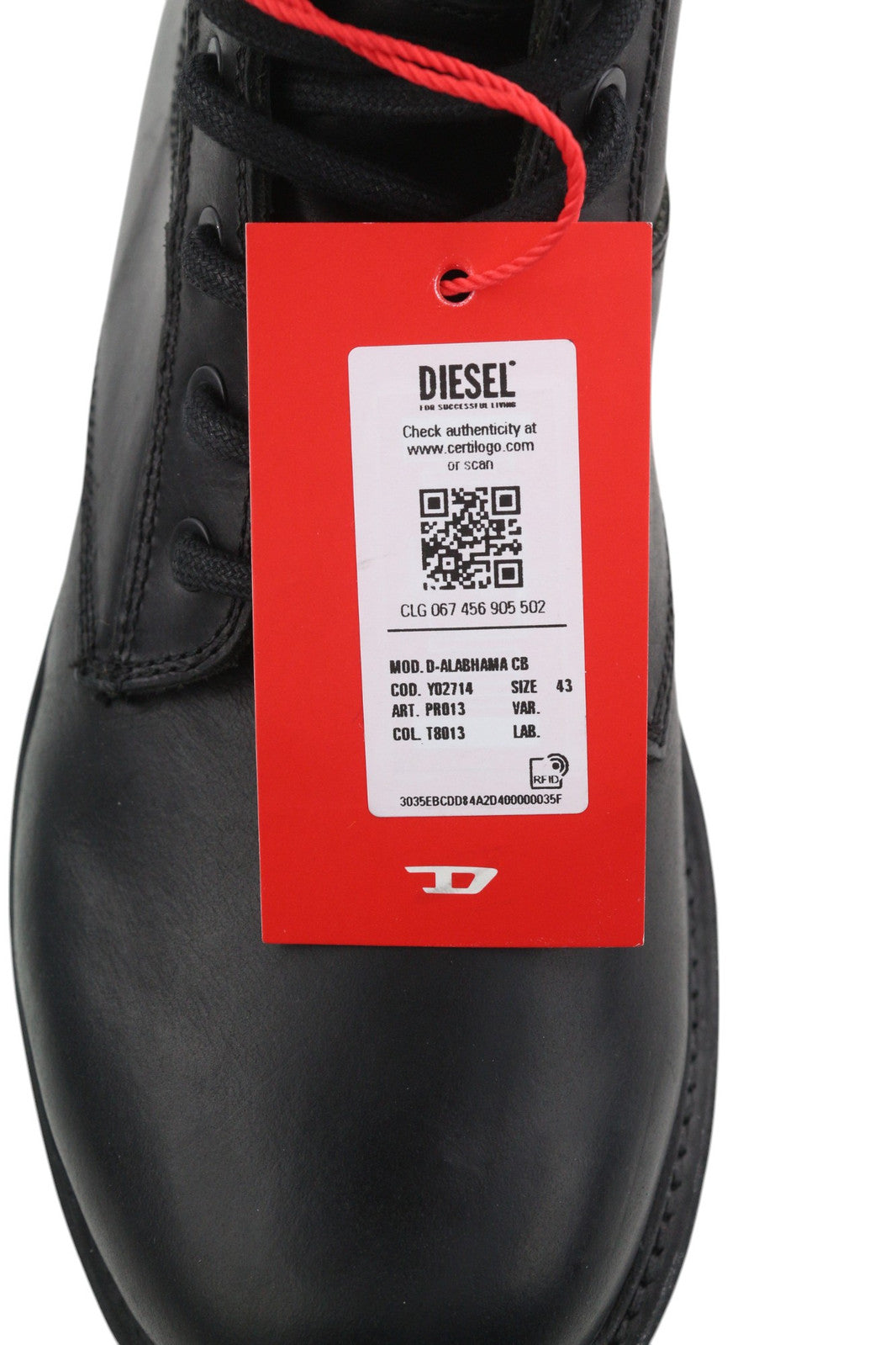 DIESEL D-Alabhama CB vyriški batai, juodi, odiniai, vidutinio ūgio, EU43, RRP295, migdolų nosis.