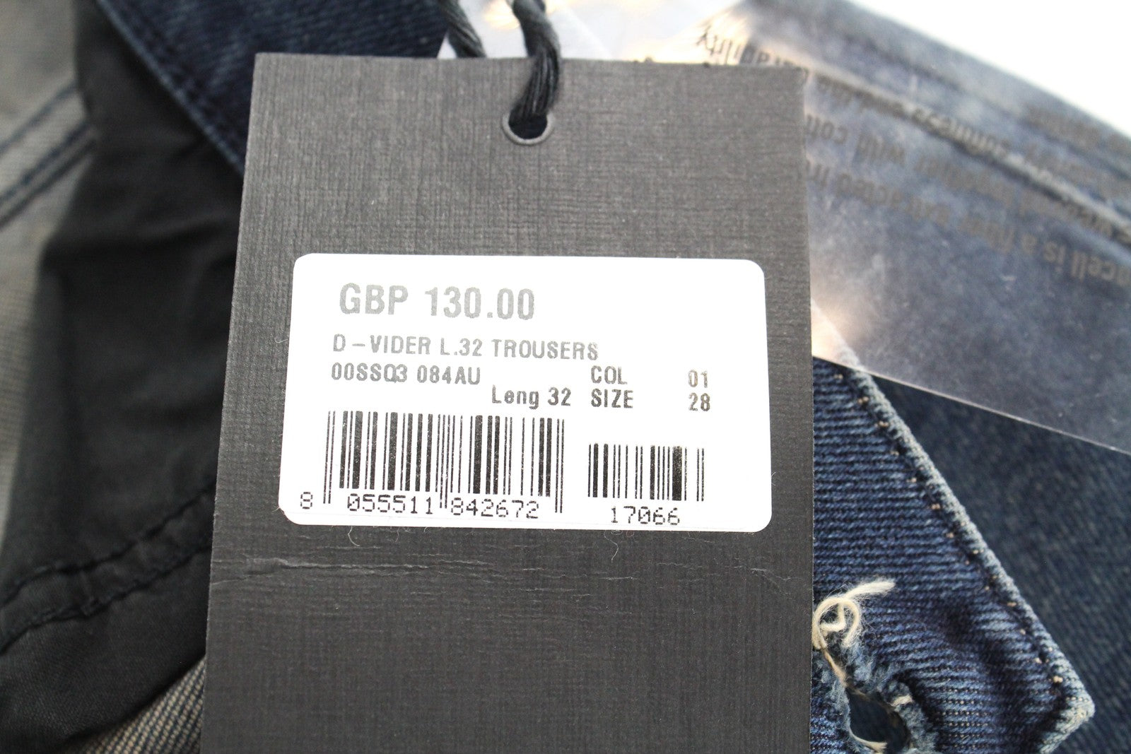 DIESEL D-Vider 084AU vyriški džinsai W28/L32 morkų kirpimo tamprūs mėlyni 5P 