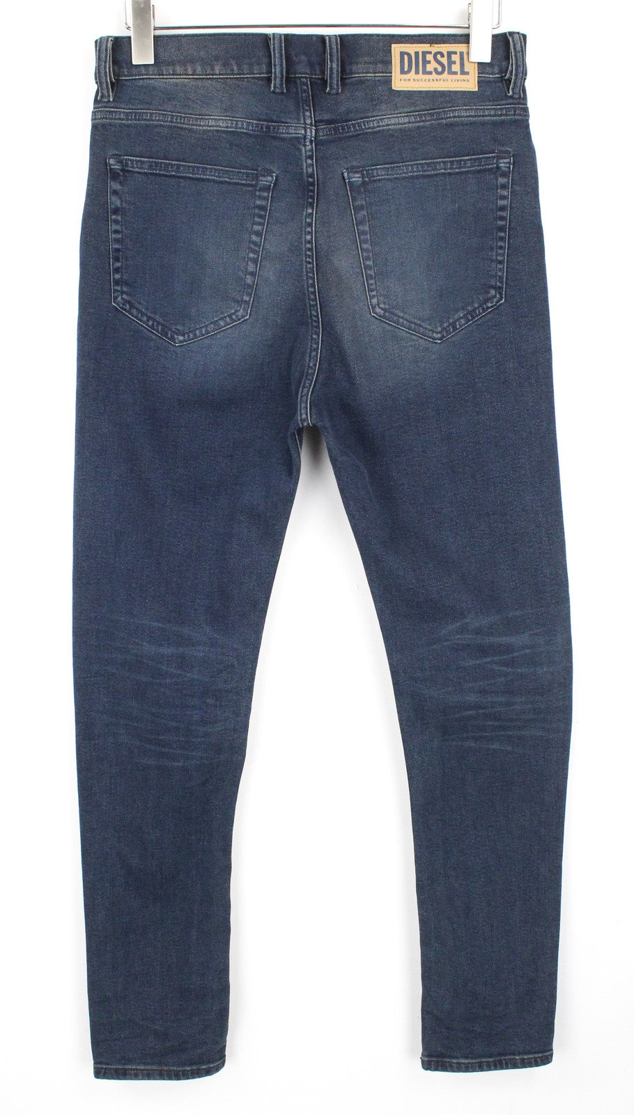 DIESEL D-Vider 084AU vyriški džinsai W28/L32 morkų kirpimo tamprūs mėlyni sagomis 