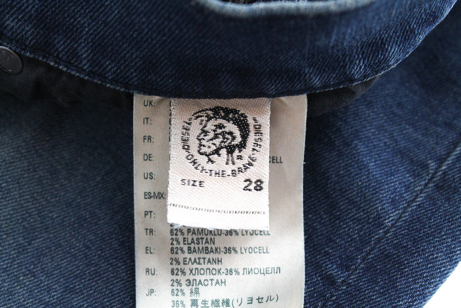 DIESEL D-Vider 084AU vyriški džinsai W28/L32 morkų kirpimo tamprūs mėlyni sagomis 