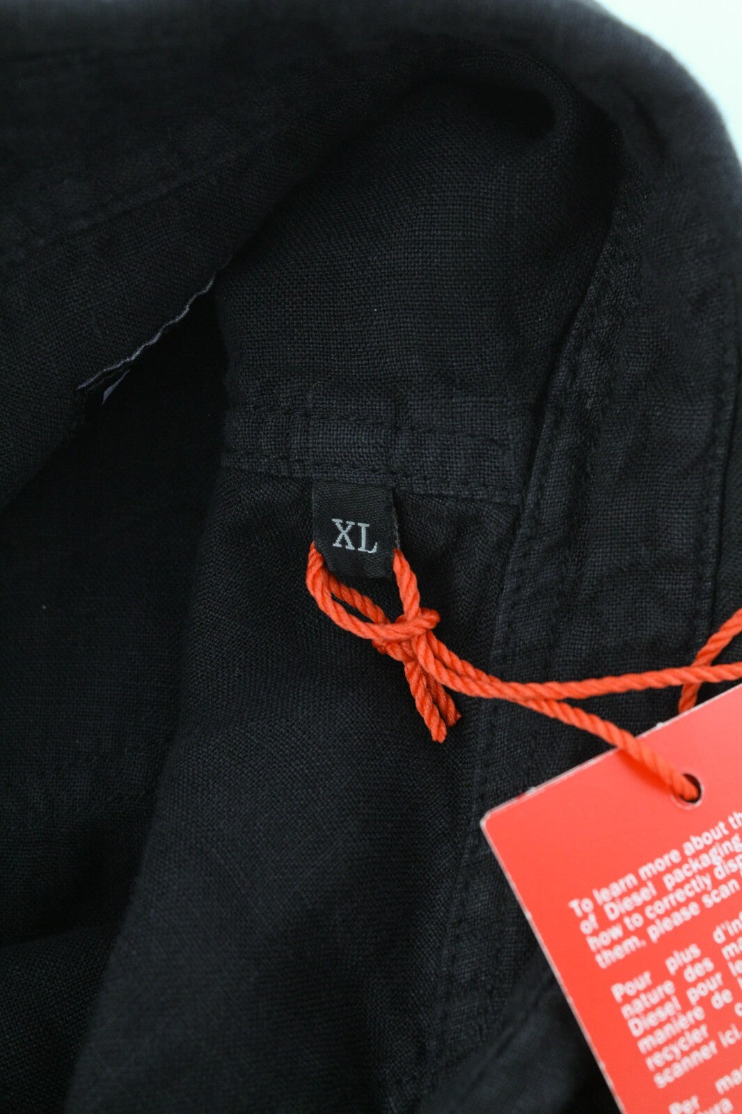 DIESEL S-East-Long-Lin vyriški marškinėliai, XL dydžio, vakarietiško stiliaus, lininiai, rekomenduojama kaina – 175 €, juodi. 