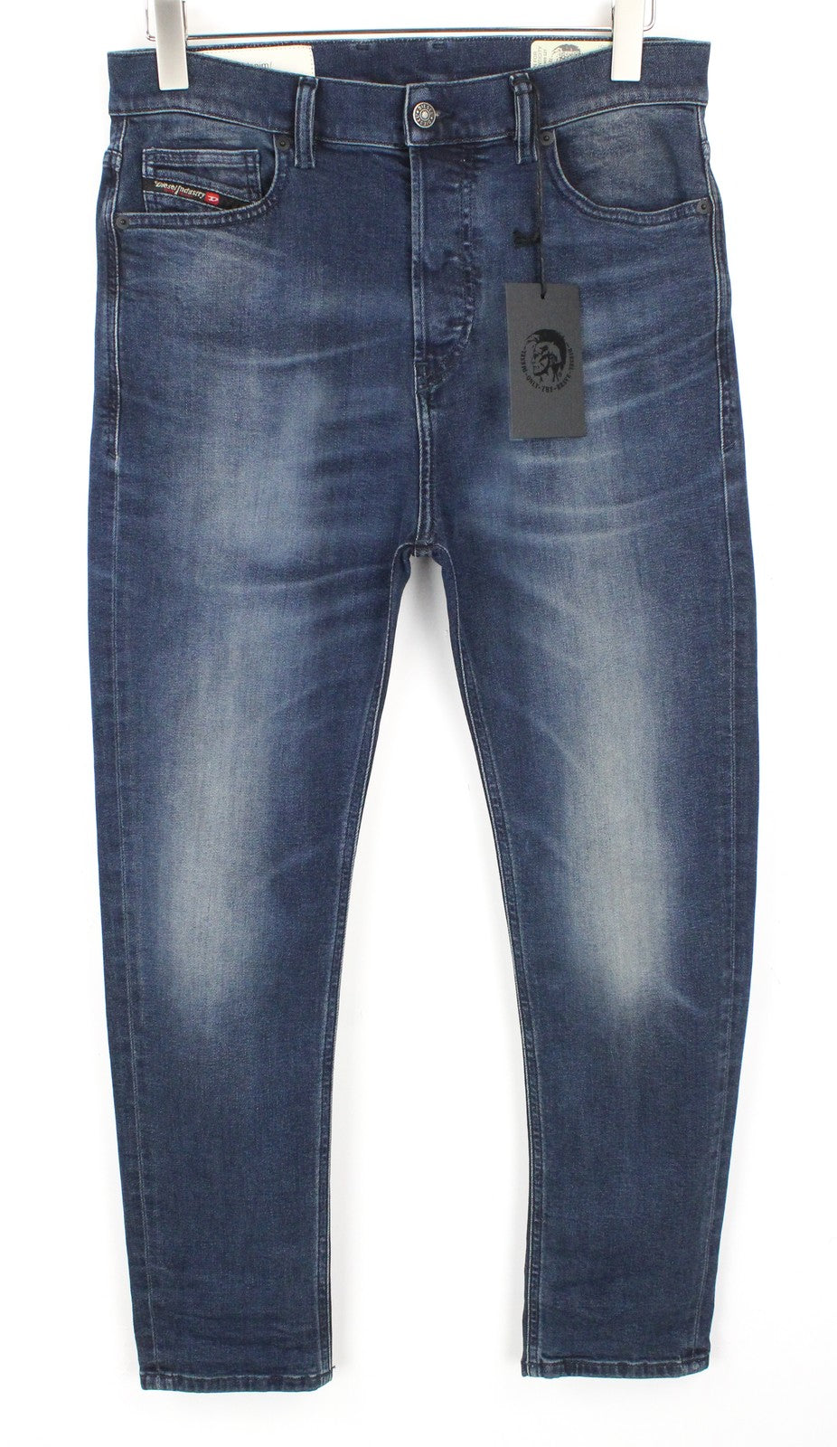 DIESEL D-Vider 084AU vyriški džinsai W29/L30 morkų kirpimo tamprūs džinso mėlyni 